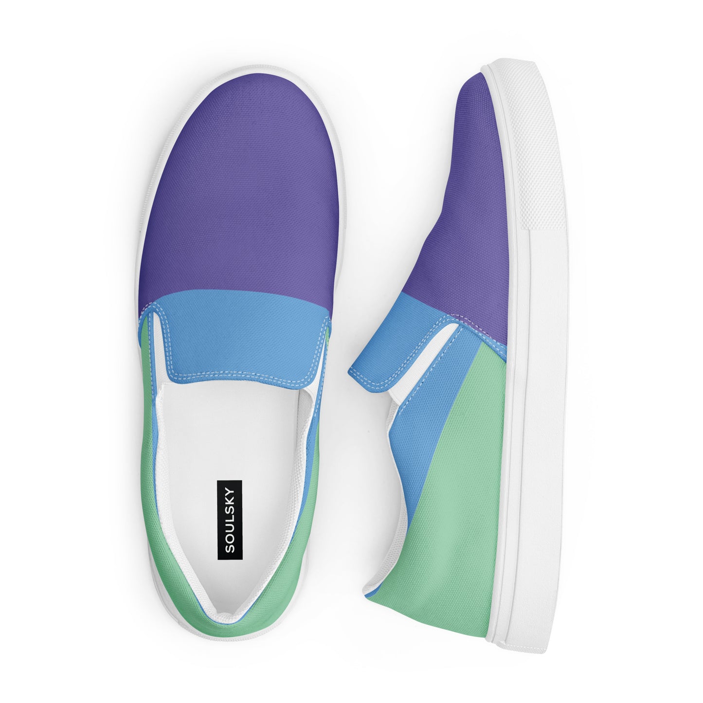 TRIUMPH Men’s Slip-On Canvas Shoes (Purple, Light Blue, Aqua Green)