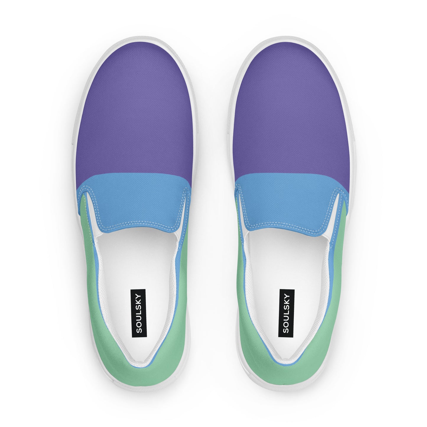 TRIUMPH Men’s Slip-On Canvas Shoes (Purple, Light Blue, Aqua Green)