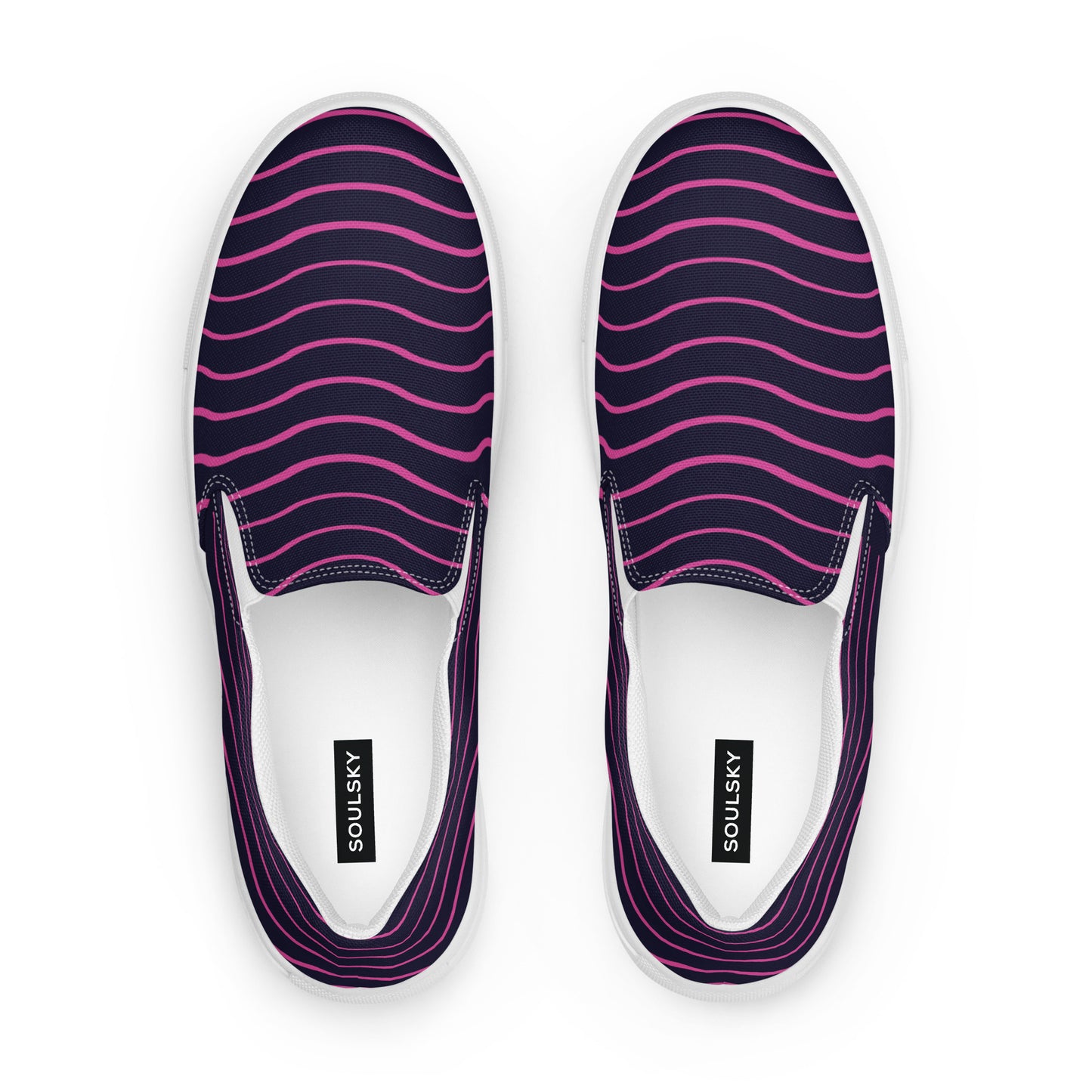 BE LIKE WATER Men’s Slip-On Canvas Shoes (Pink Lines)