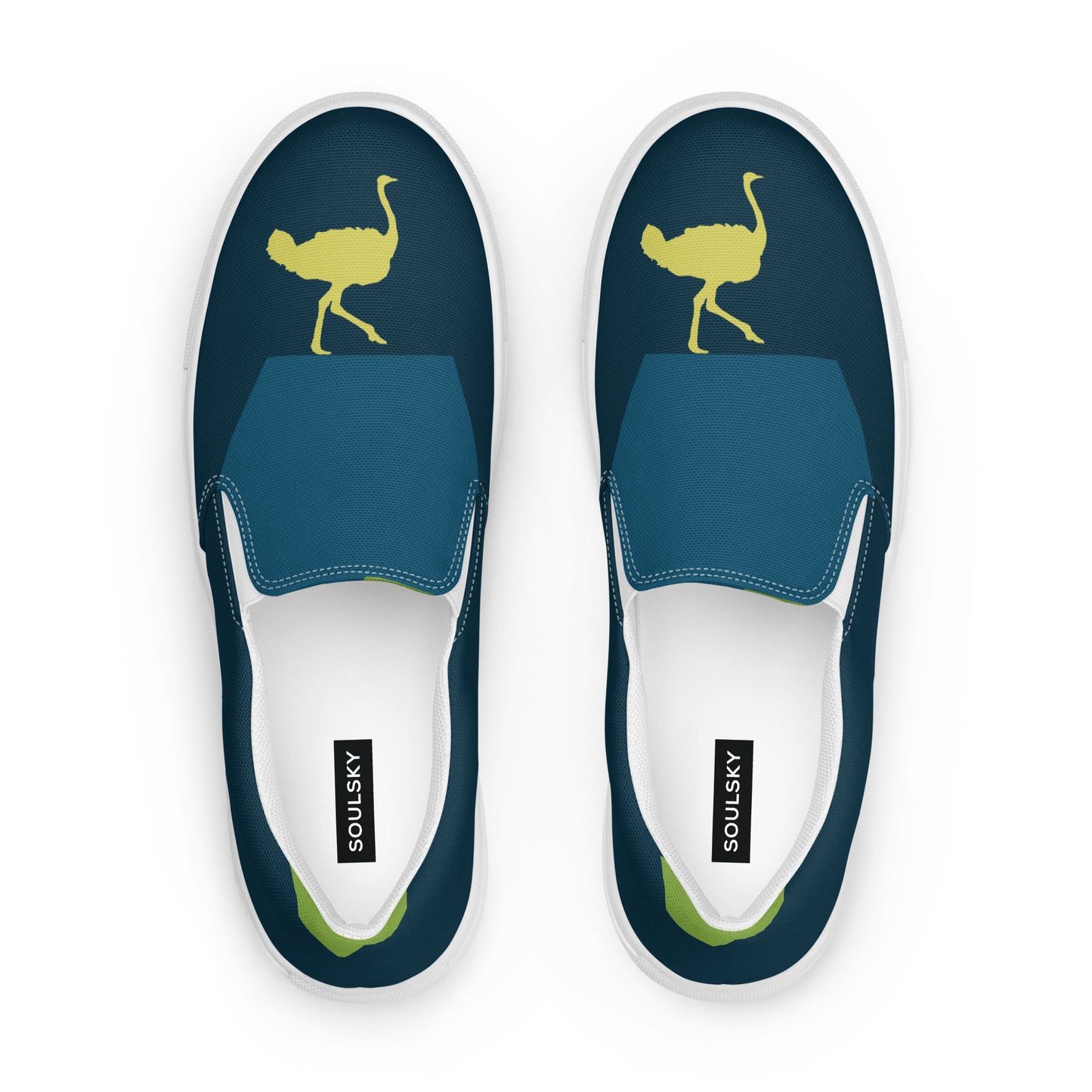 BE YOURSELF Men’s Slip-On Canvas Shoes (Lime Green, Blue)