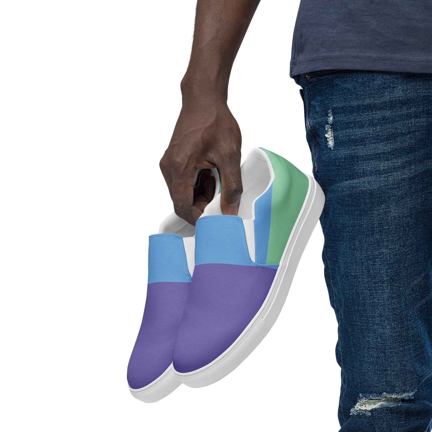 TRIUMPH Men’s Slip-On Canvas Shoes (Purple, Light Blue, Aqua Green)