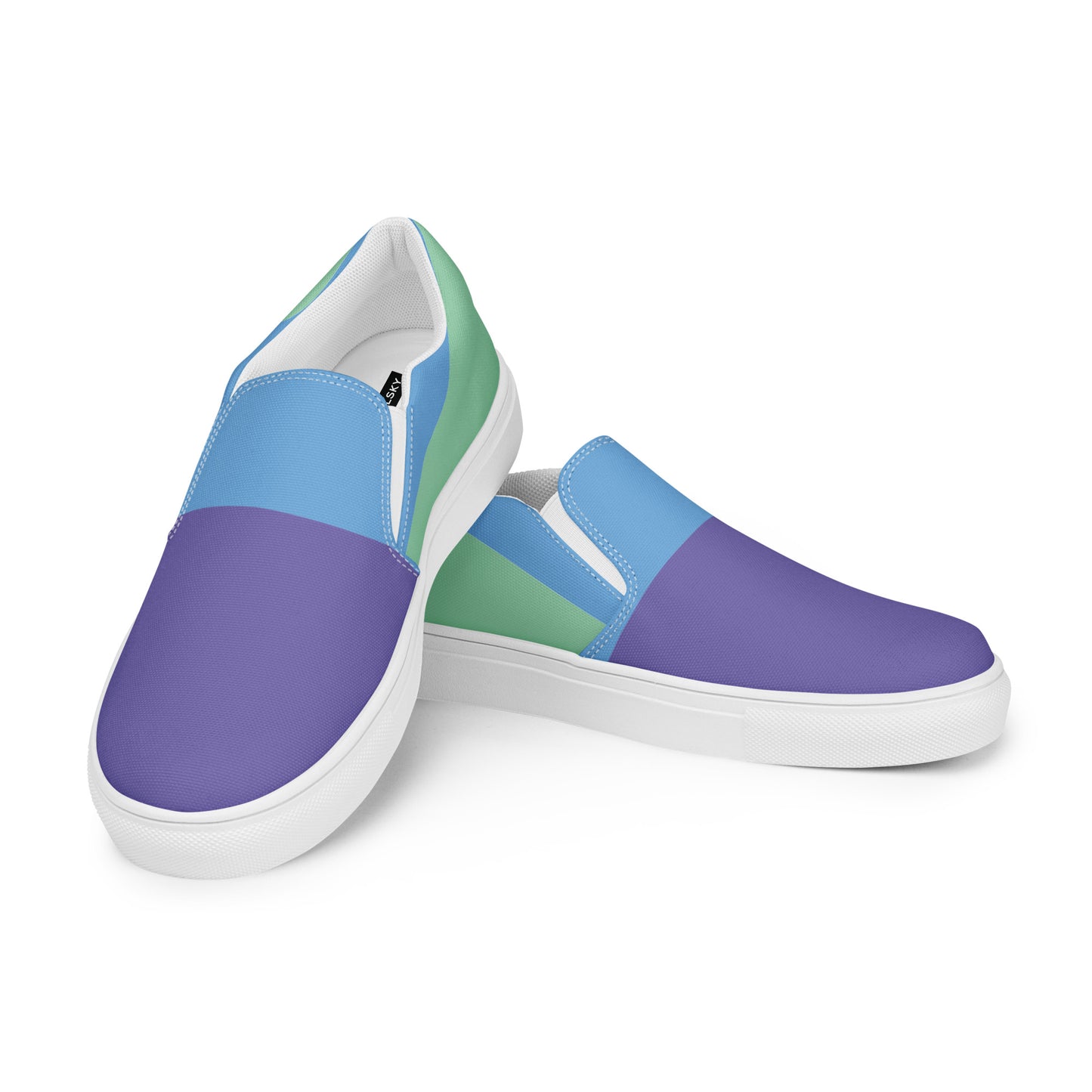 TRIUMPH Men’s Slip-On Canvas Shoes (Purple, Light Blue, Aqua Green)