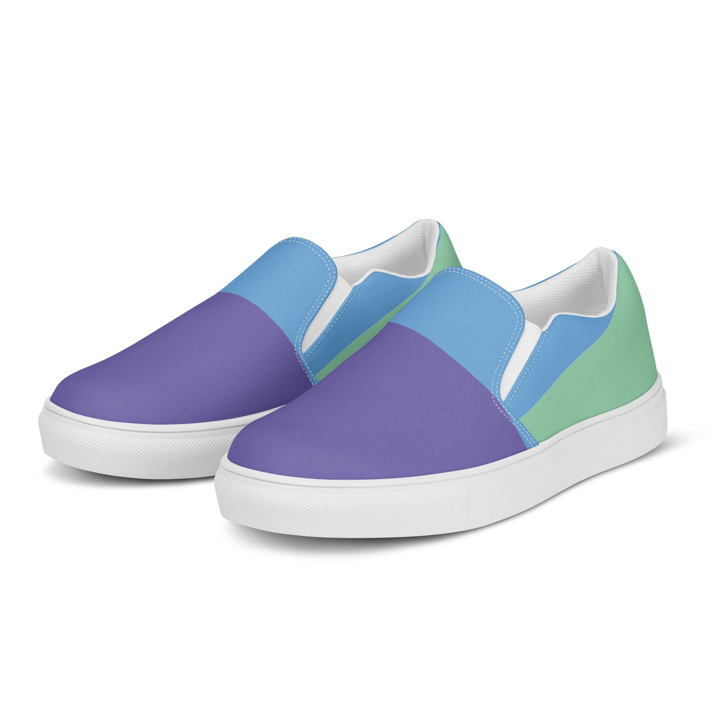 TRIUMPH Men’s Slip-On Canvas Shoes (Purple, Light Blue, Aqua Green)