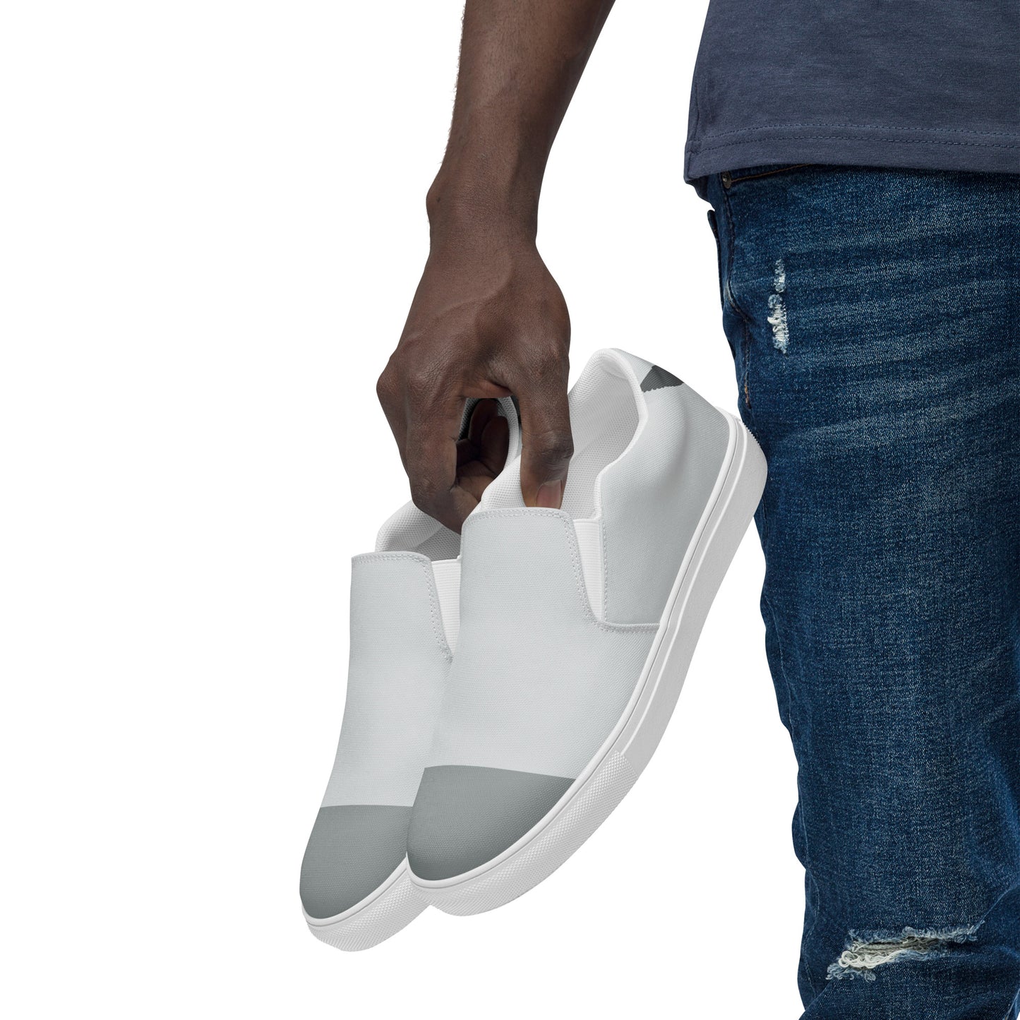 NEVER LOSE HOPE Men’s Slip-On Canvas Shoes (Light Gray)