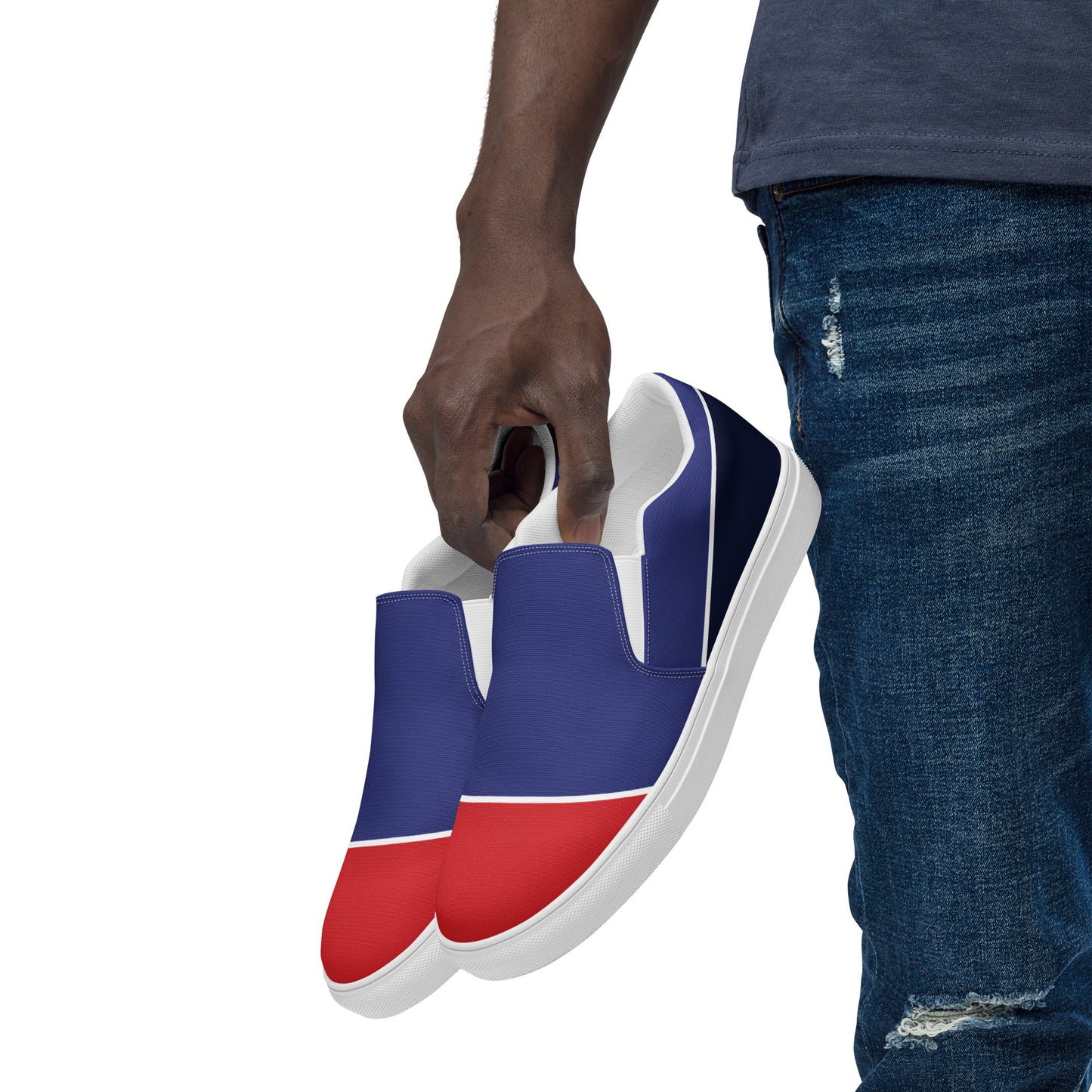 Men’s Slip-On Canvas Shoes (Red, Navy Blue)