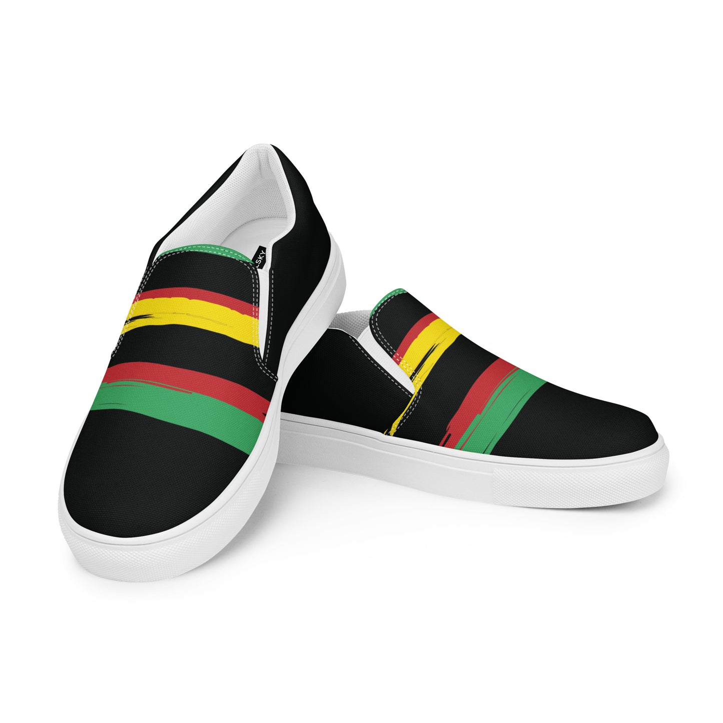 AFRICA STRIPES Men’s Slip-On Canvas Shoes (Black)
