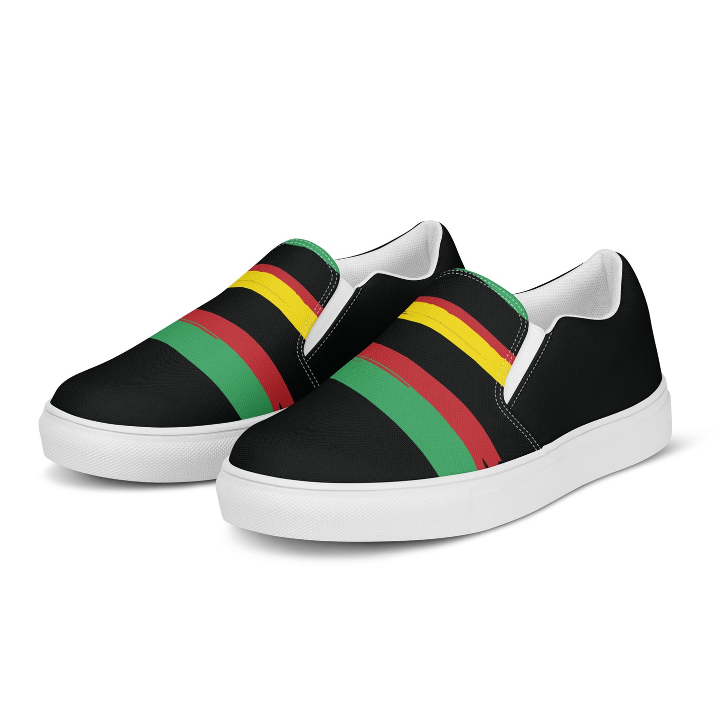 AFRICA STRIPES Men’s Slip-On Canvas Shoes (Black)