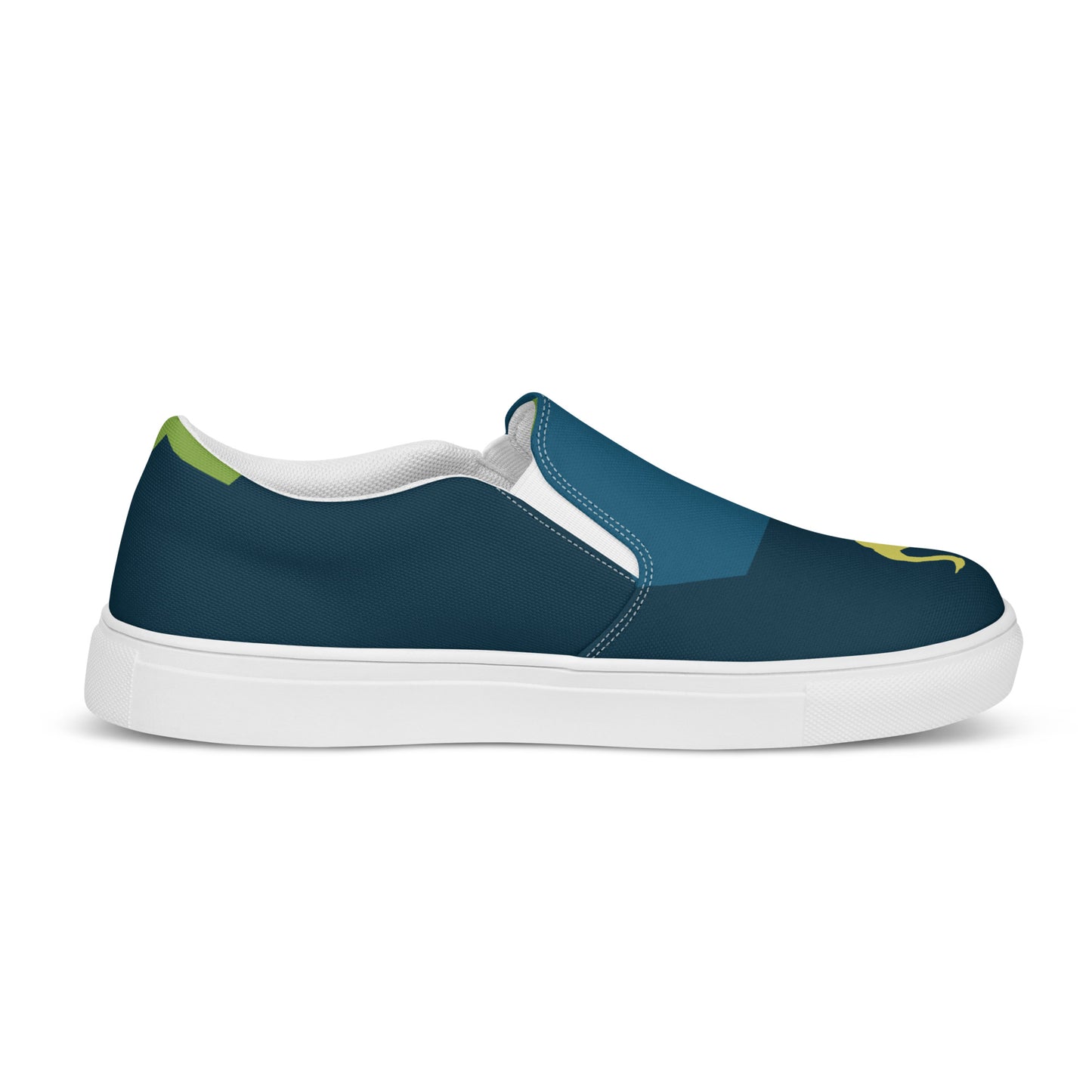 BE YOURSELF Men’s Slip-On Canvas Shoes (Lime Green, Blue)
