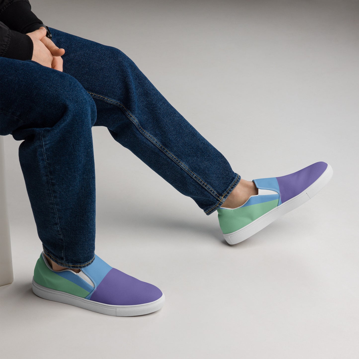 TRIUMPH Men’s Slip-On Canvas Shoes (Purple, Light Blue, Aqua Green)