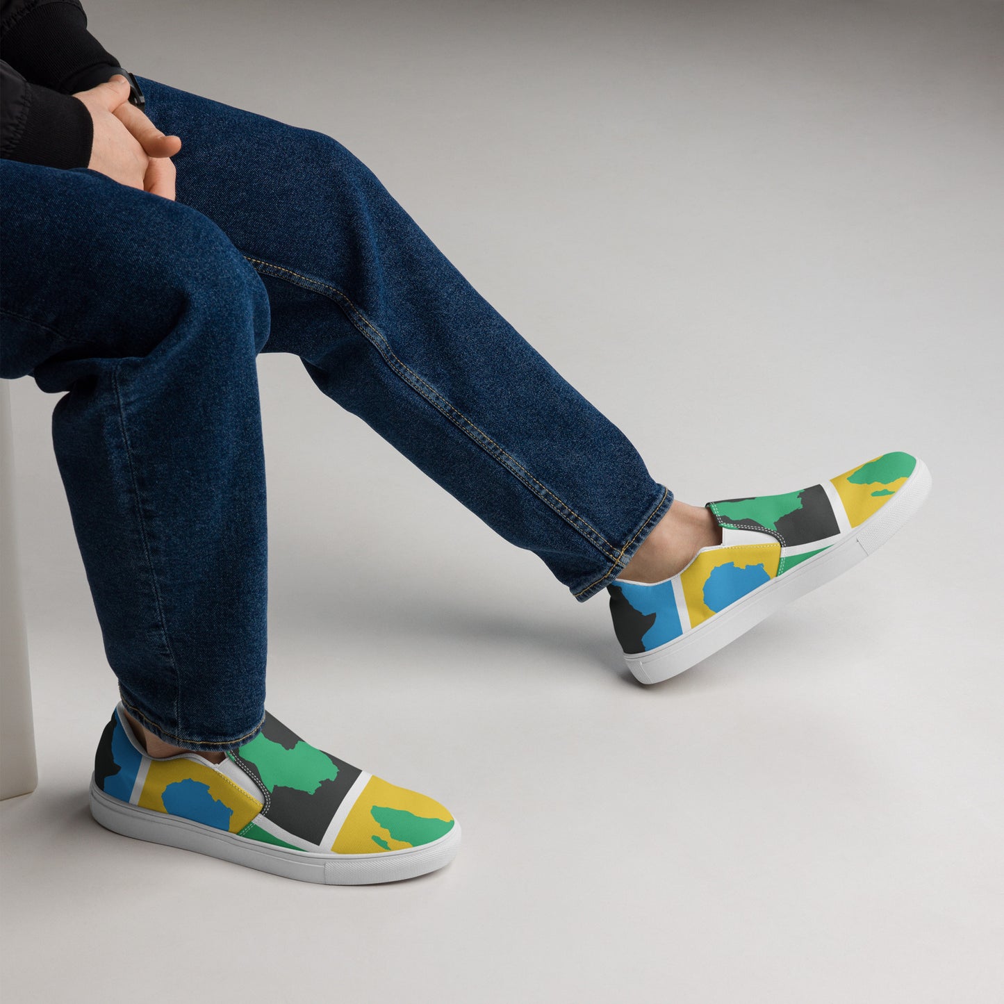 AFRICA WARHOL Men’s Slip-On Canvas Shoes (Yellow, Green, Turquoise)