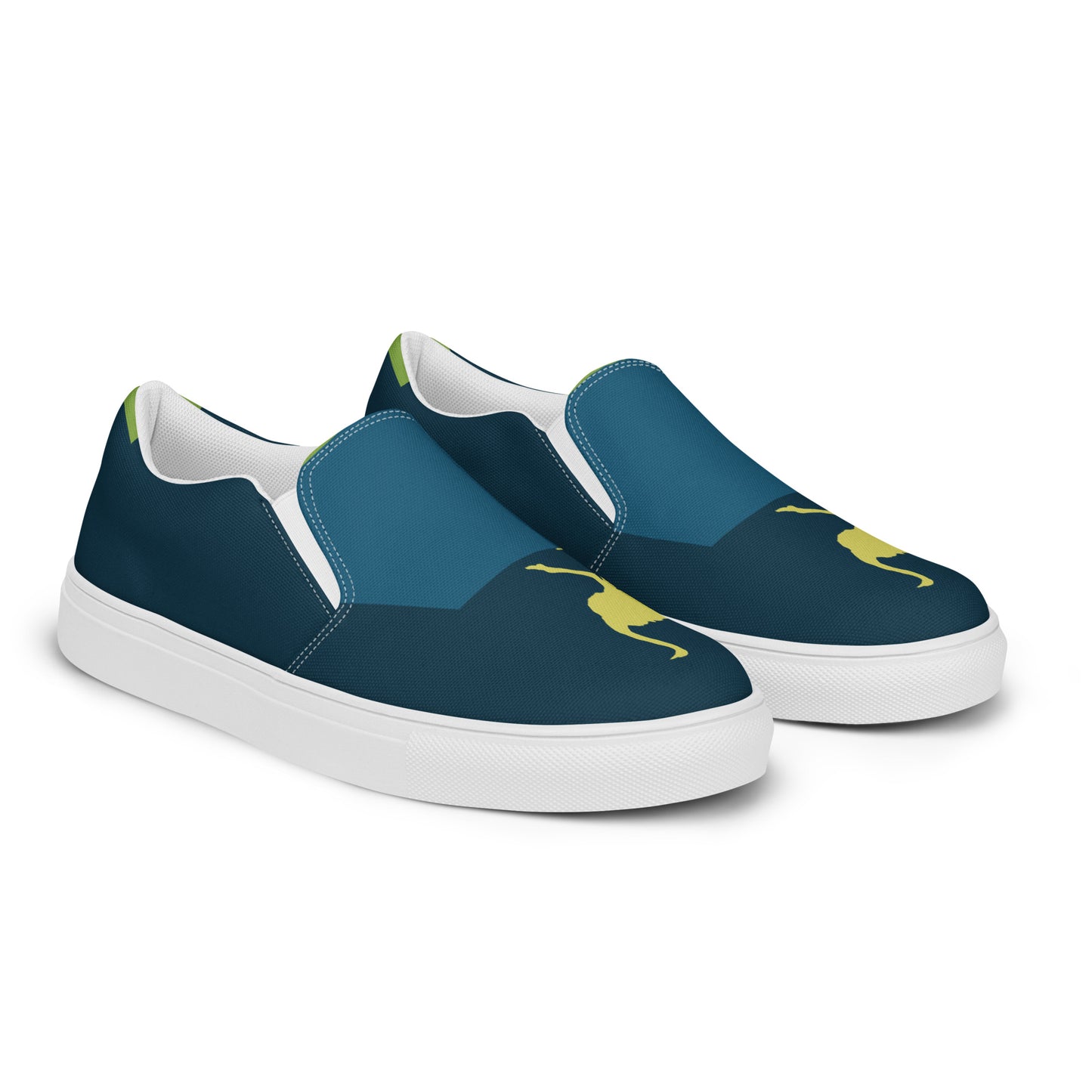 BE YOURSELF Men’s Slip-On Canvas Shoes (Lime Green, Blue)
