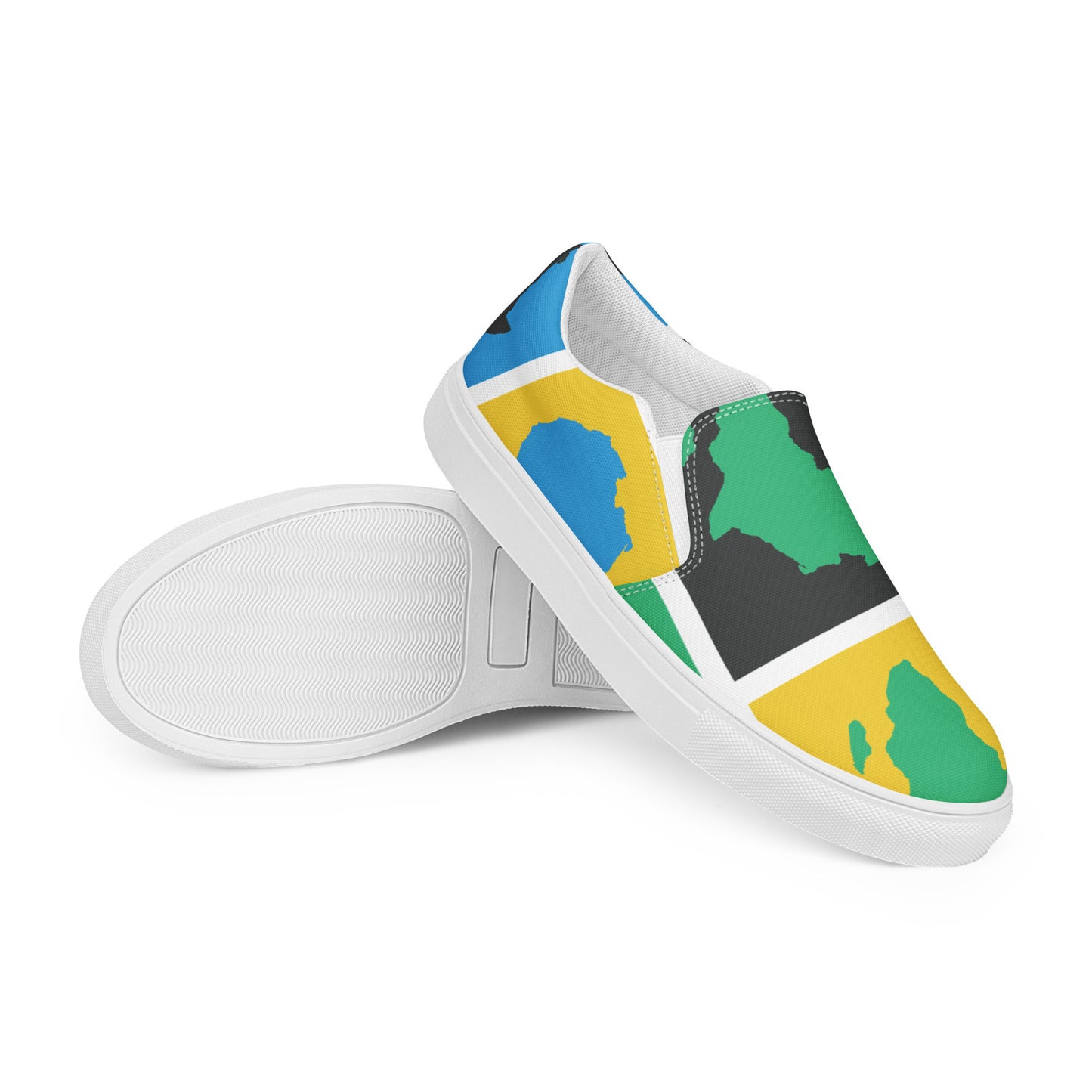 AFRICA WARHOL Men’s Slip-On Canvas Shoes (Yellow, Green, Turquoise)