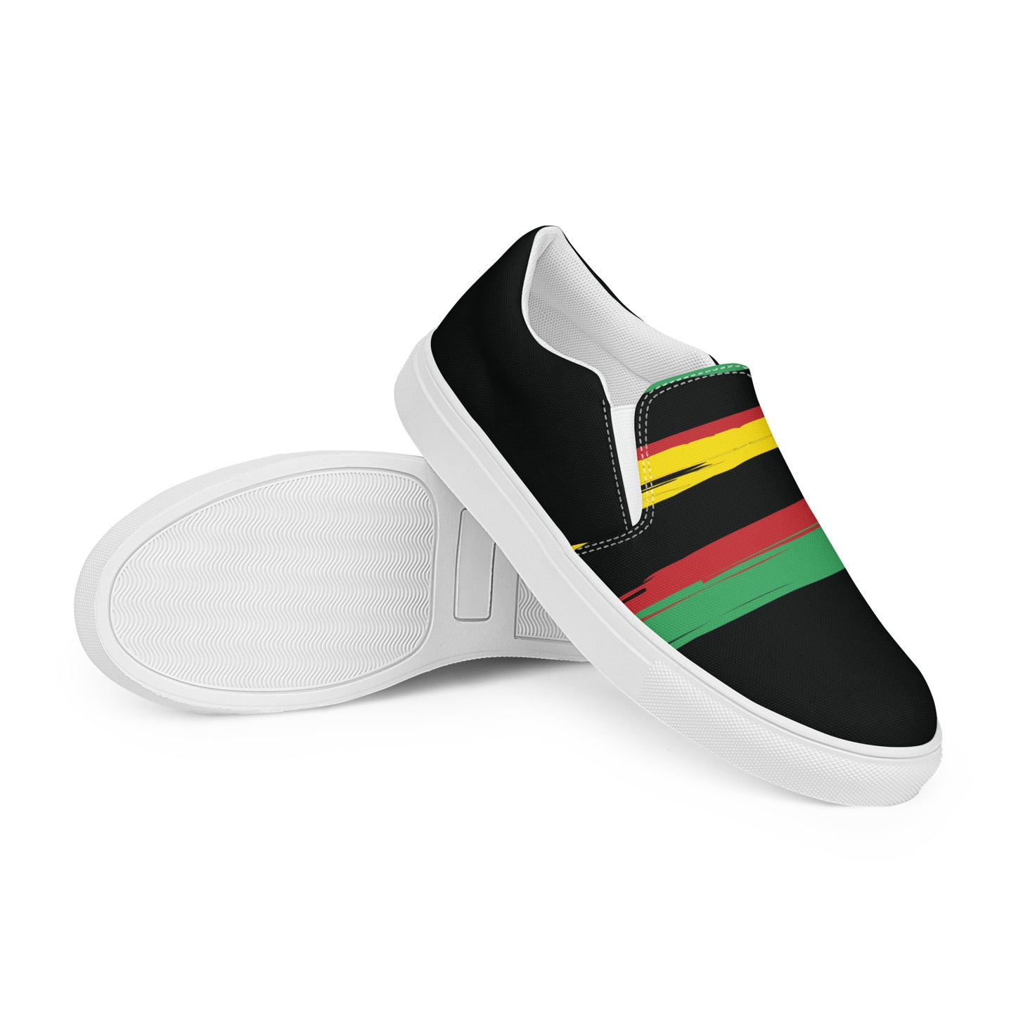 AFRICA STRIPES Men’s Slip-On Canvas Shoes (Black)