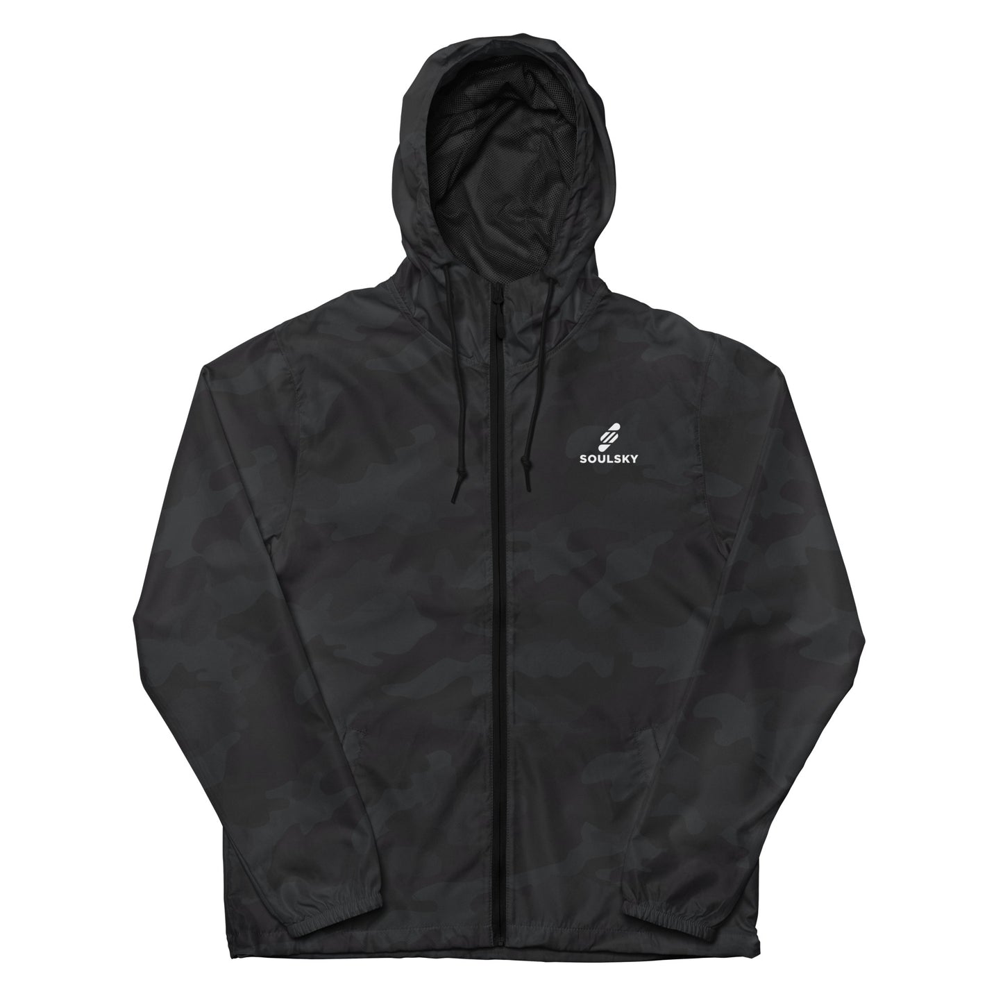 BLACK CAMO Unisex Zip Up Windbreaker