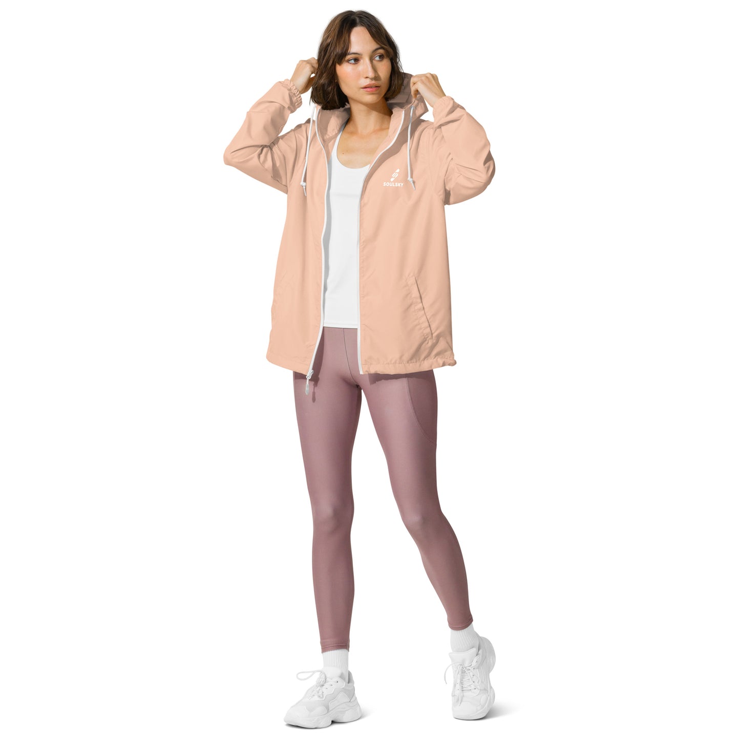 BLUSH PINK Unisex Zip Up Windbreaker