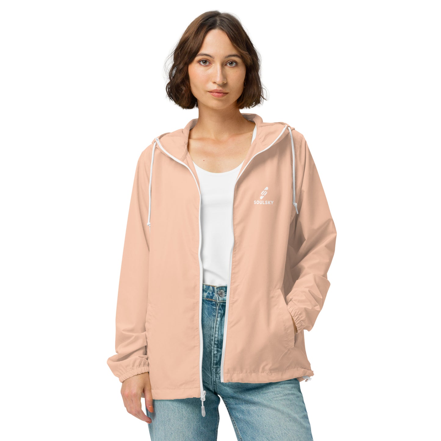 BLUSH PINK Unisex Zip Up Windbreaker