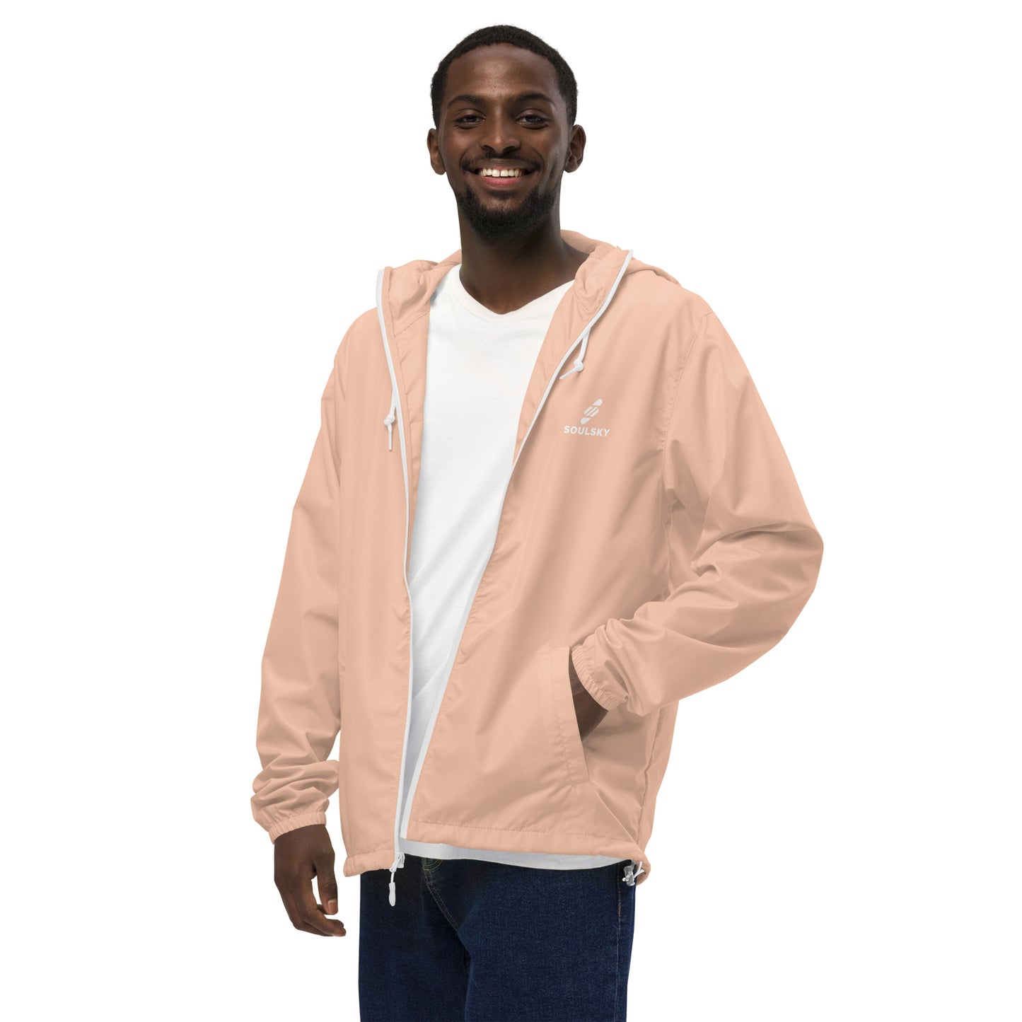 BLUSH PINK Unisex Zip Up Windbreaker