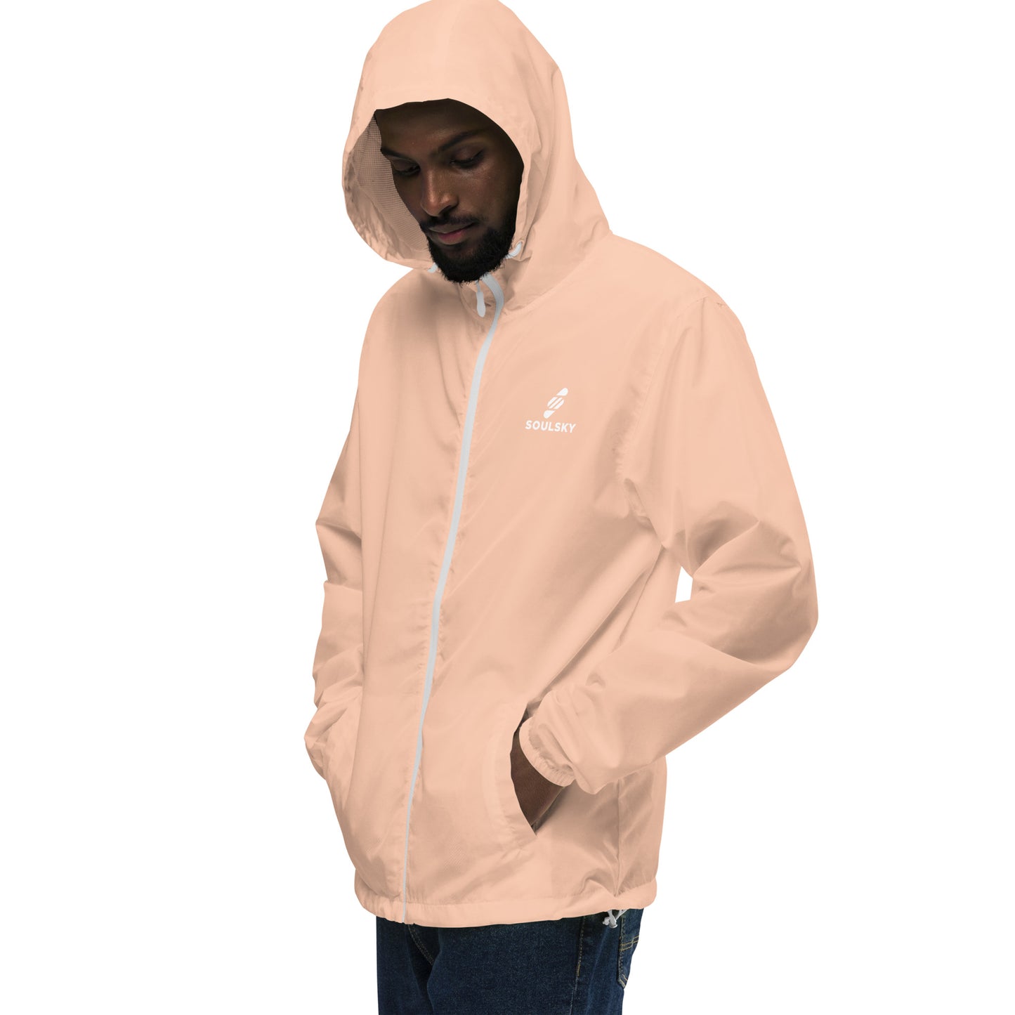 BLUSH PINK Unisex Zip Up Windbreaker