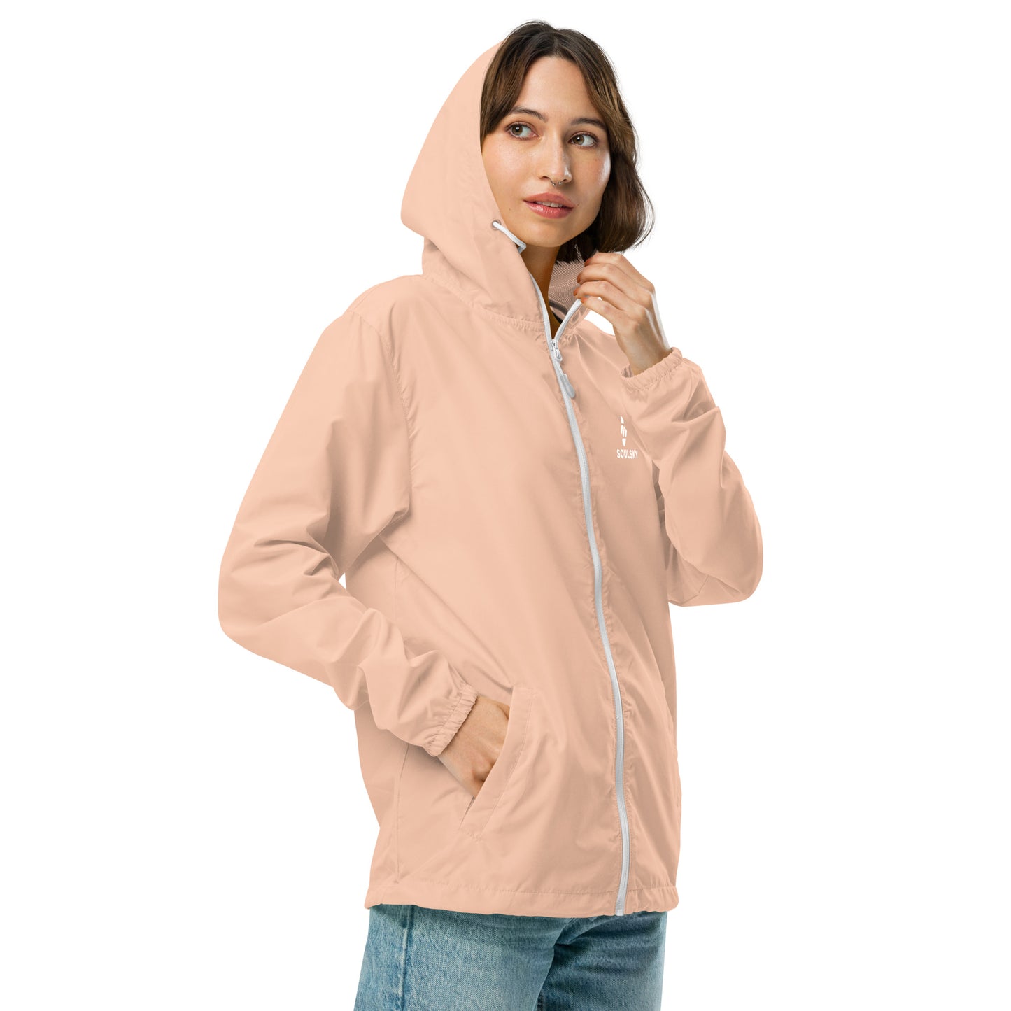 BLUSH PINK Unisex Zip Up Windbreaker