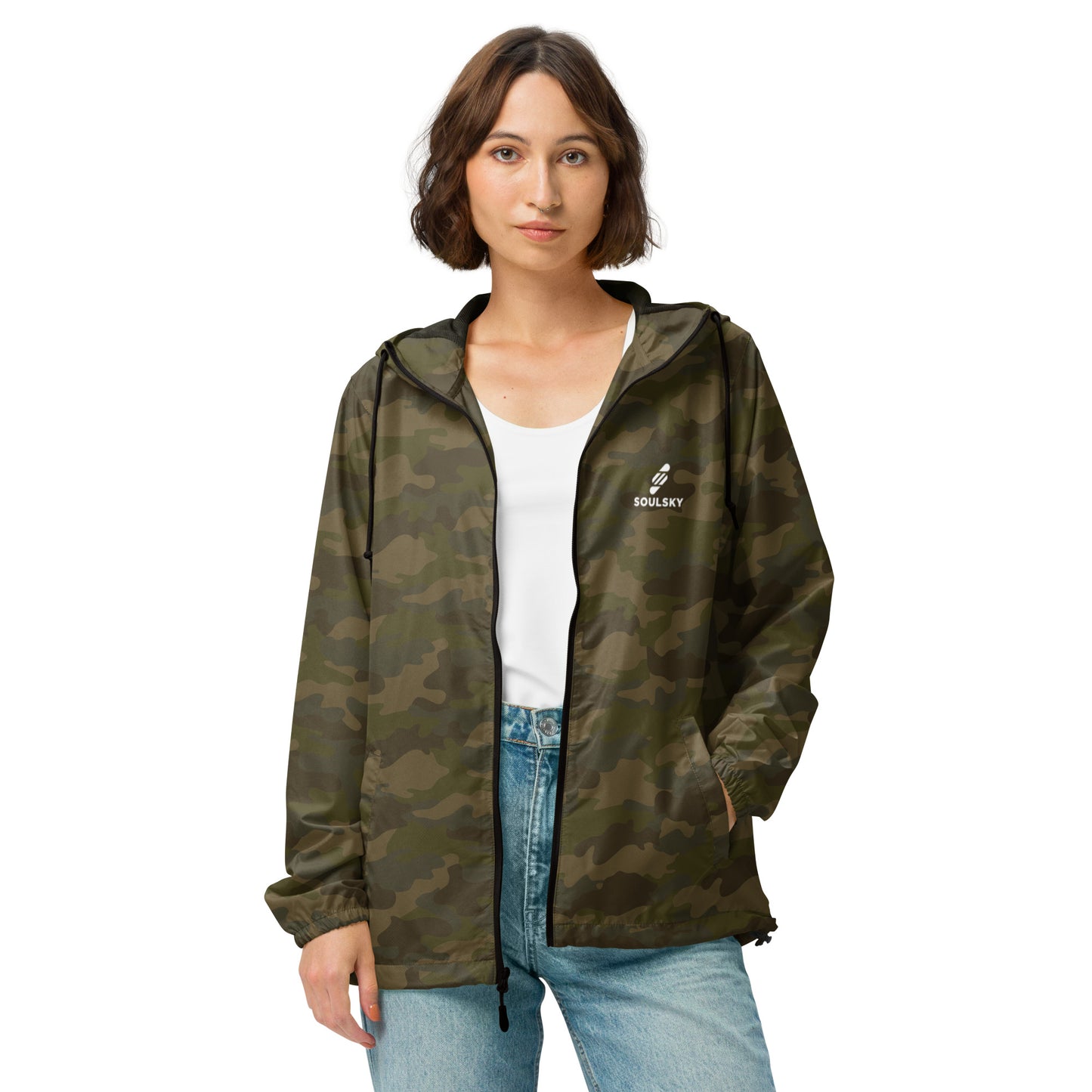 FOREST CAMO Unisex Zip Up Windbreaker