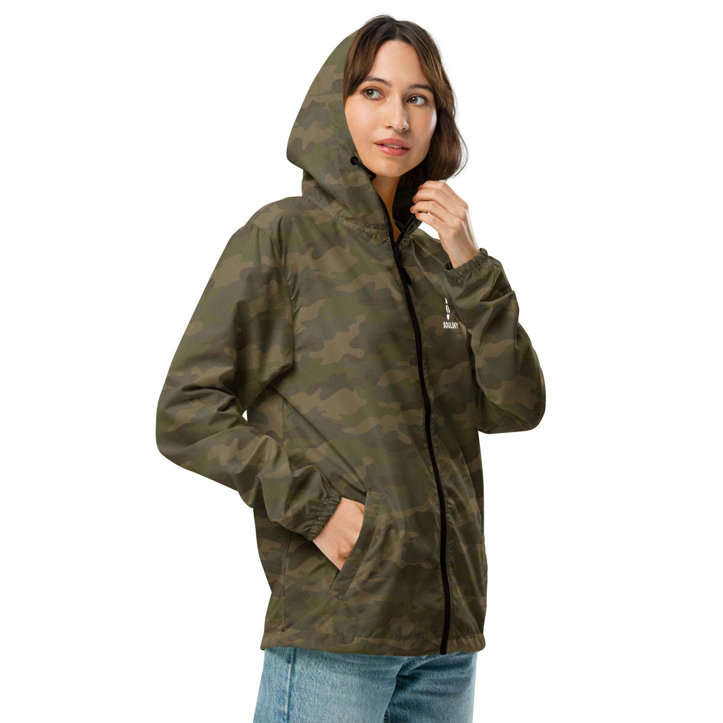 FOREST CAMO Unisex Zip Up Windbreaker