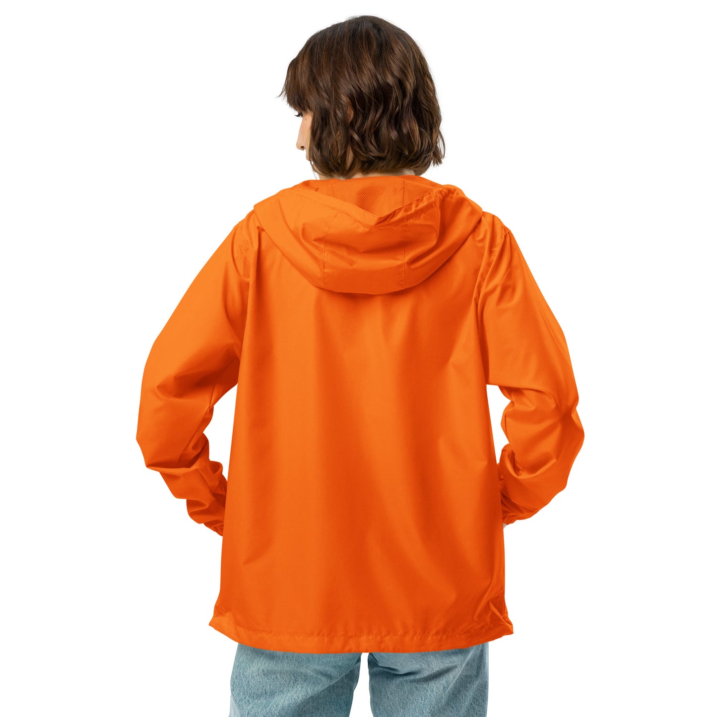 BRIGHT ORANGE Unisex Zip Up Windbreaker