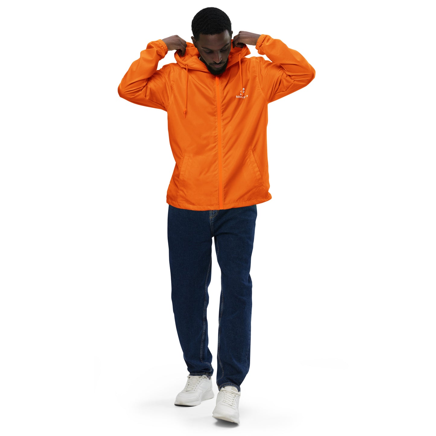 BRIGHT ORANGE Unisex Zip Up Windbreaker