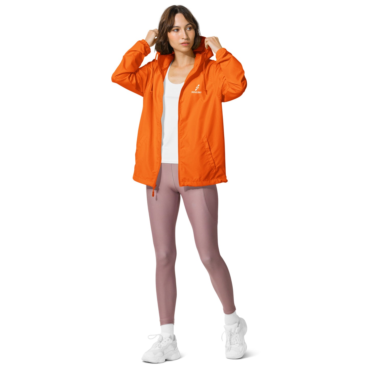 BRIGHT ORANGE Unisex Zip Up Windbreaker