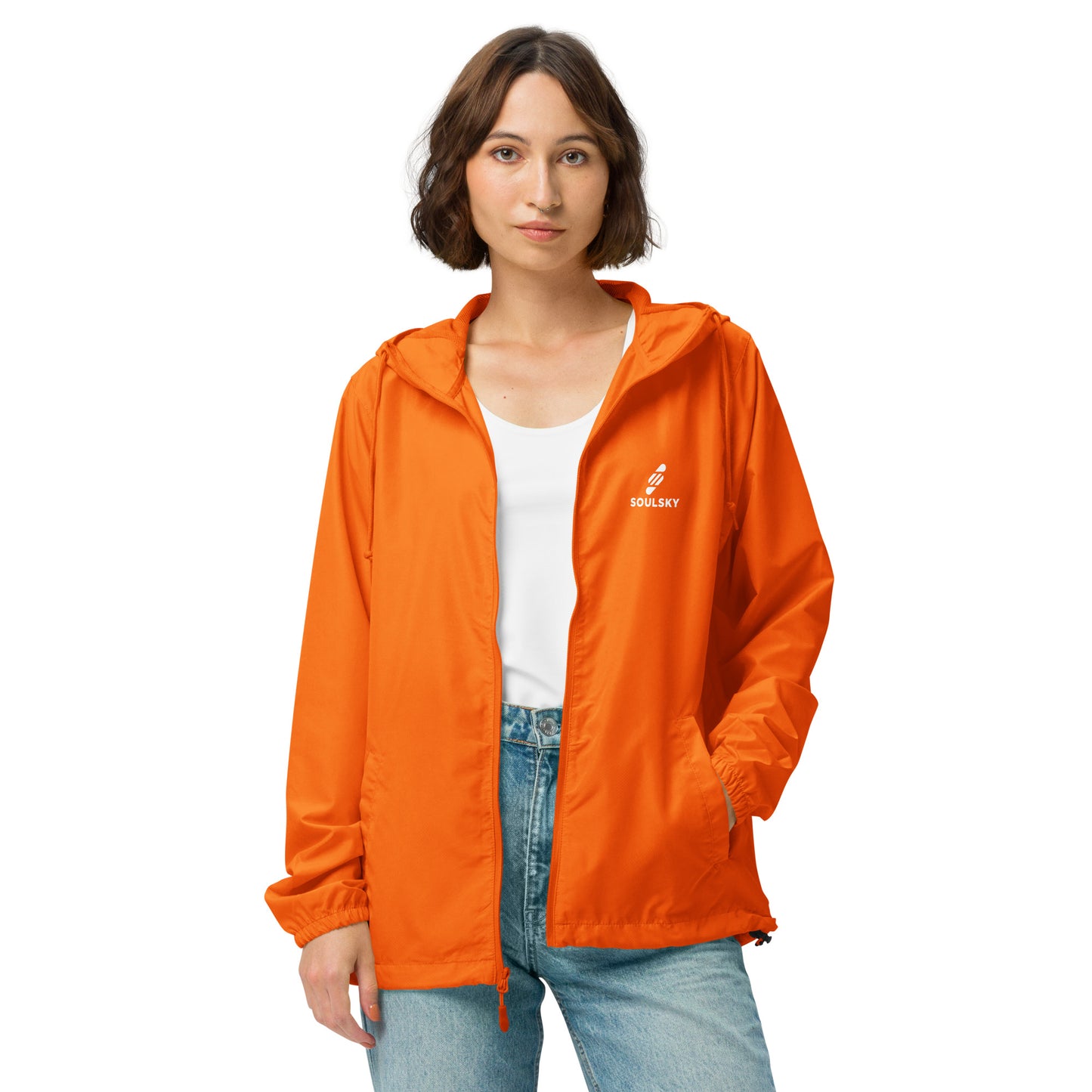 BRIGHT ORANGE Unisex Zip Up Windbreaker