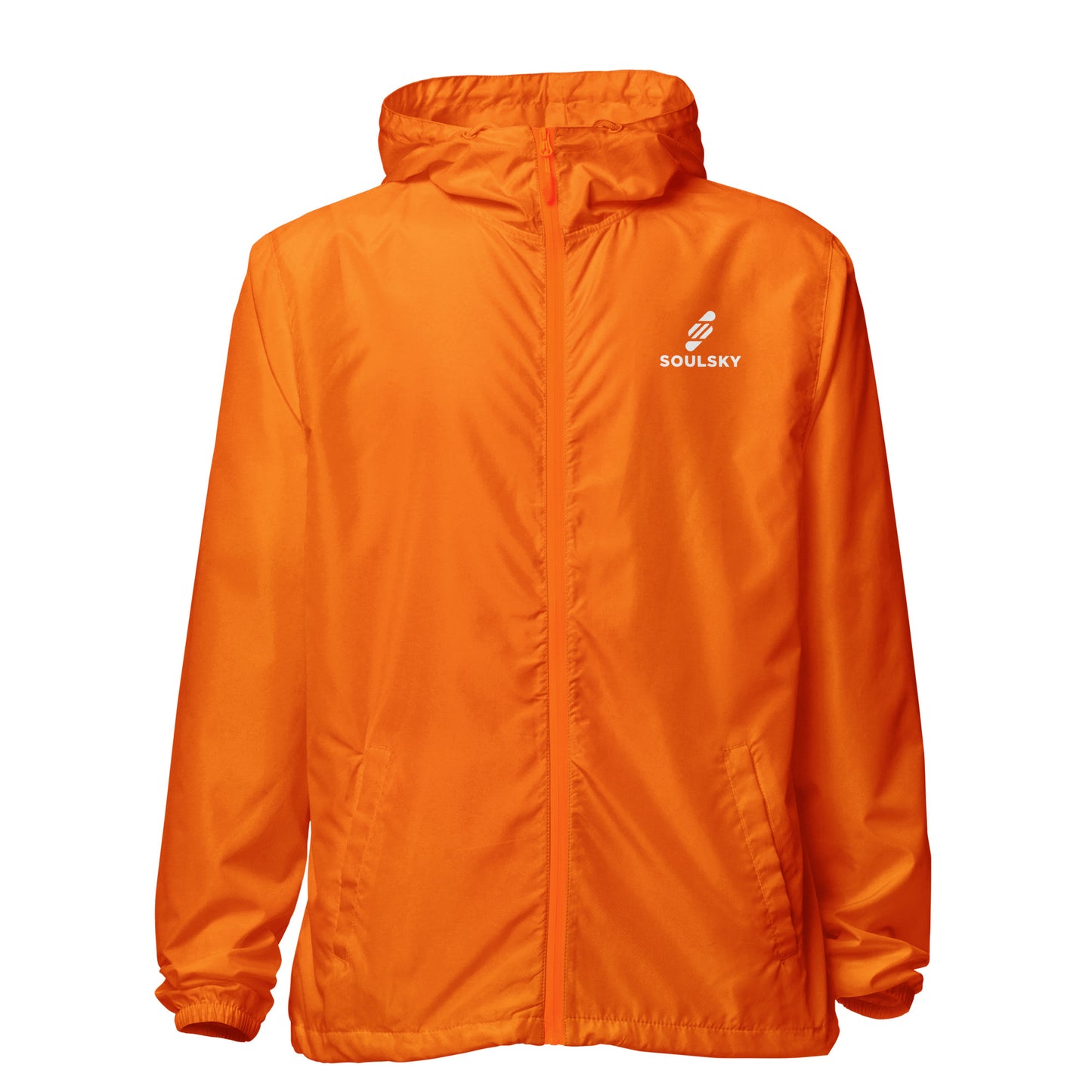 BRIGHT ORANGE Unisex Zip Up Windbreaker