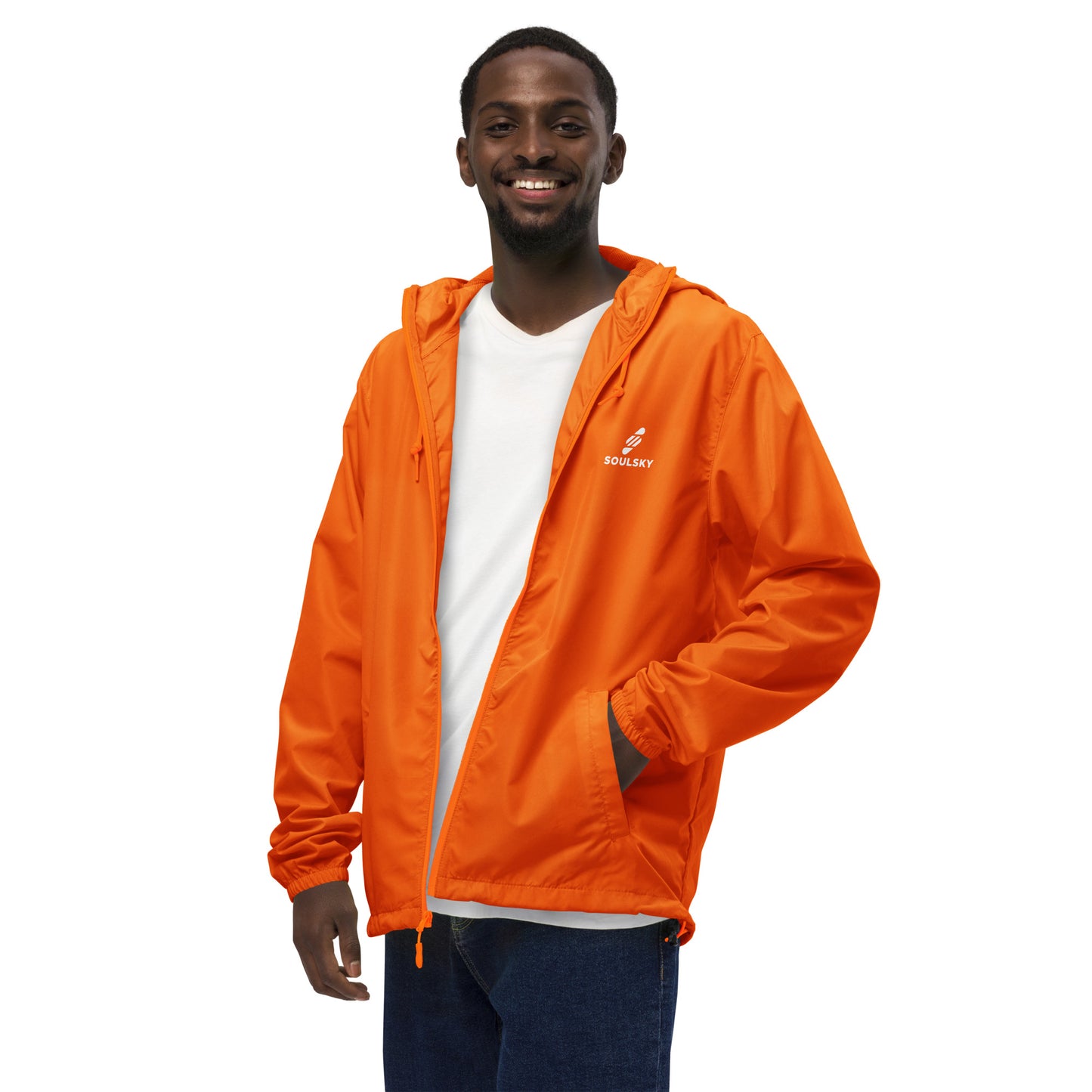 BRIGHT ORANGE Unisex Zip Up Windbreaker