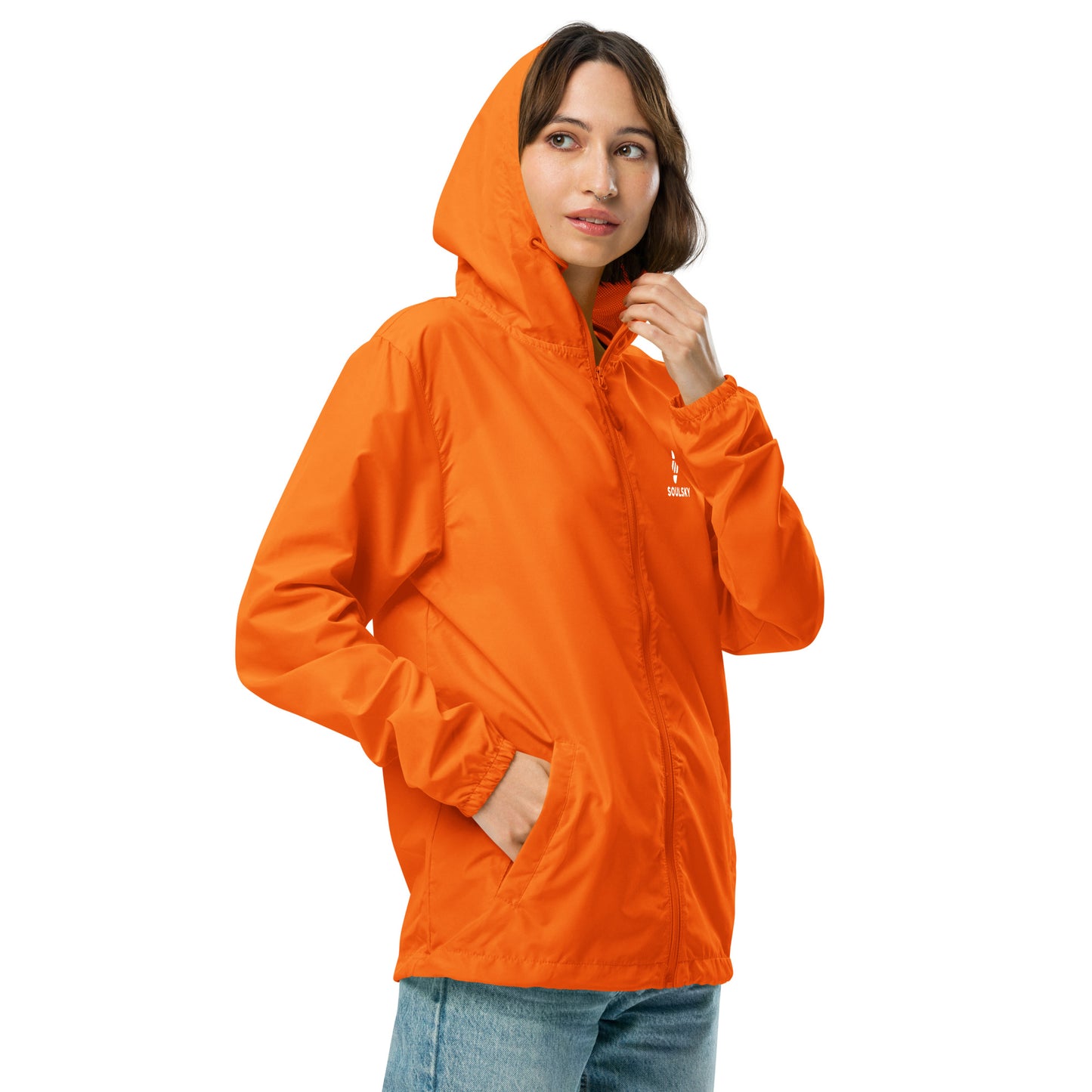 BRIGHT ORANGE Unisex Zip Up Windbreaker