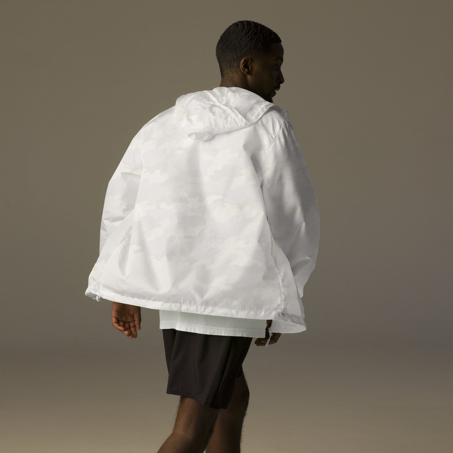 WHITE CAMO Unisex Zip Up Windbreaker - SOULSKY