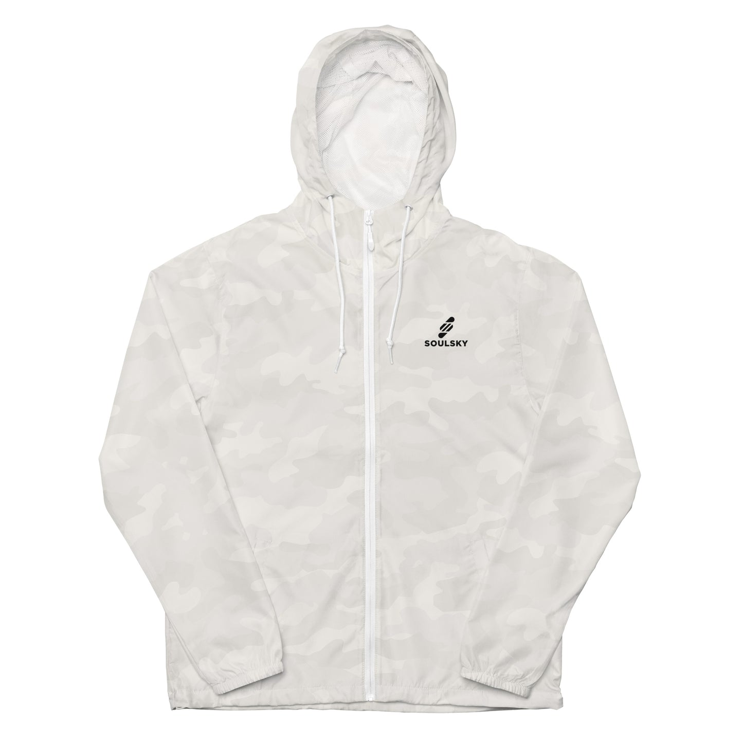 WHITE CAMO Unisex Zip Up Windbreaker