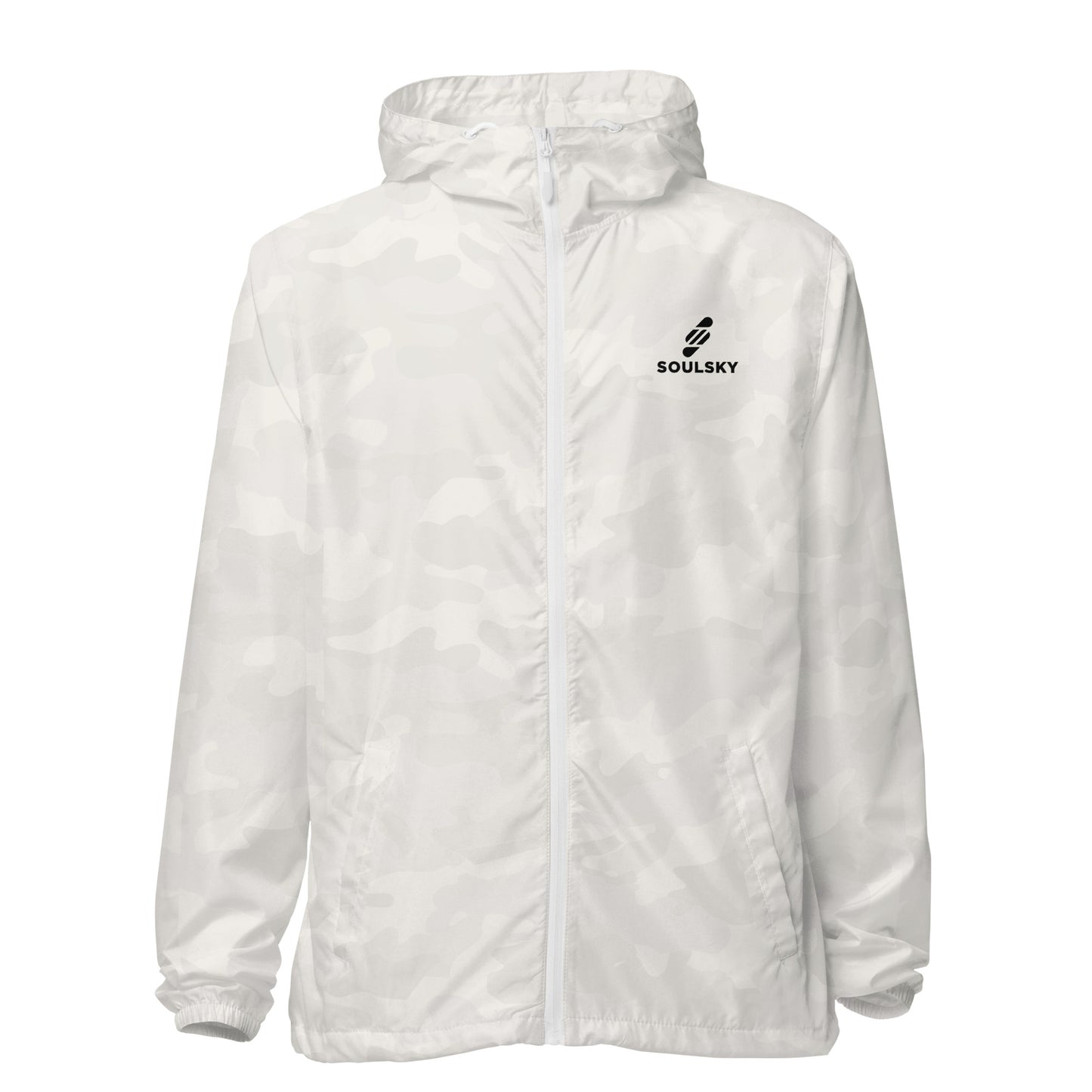 WHITE CAMO Unisex Zip Up Windbreaker