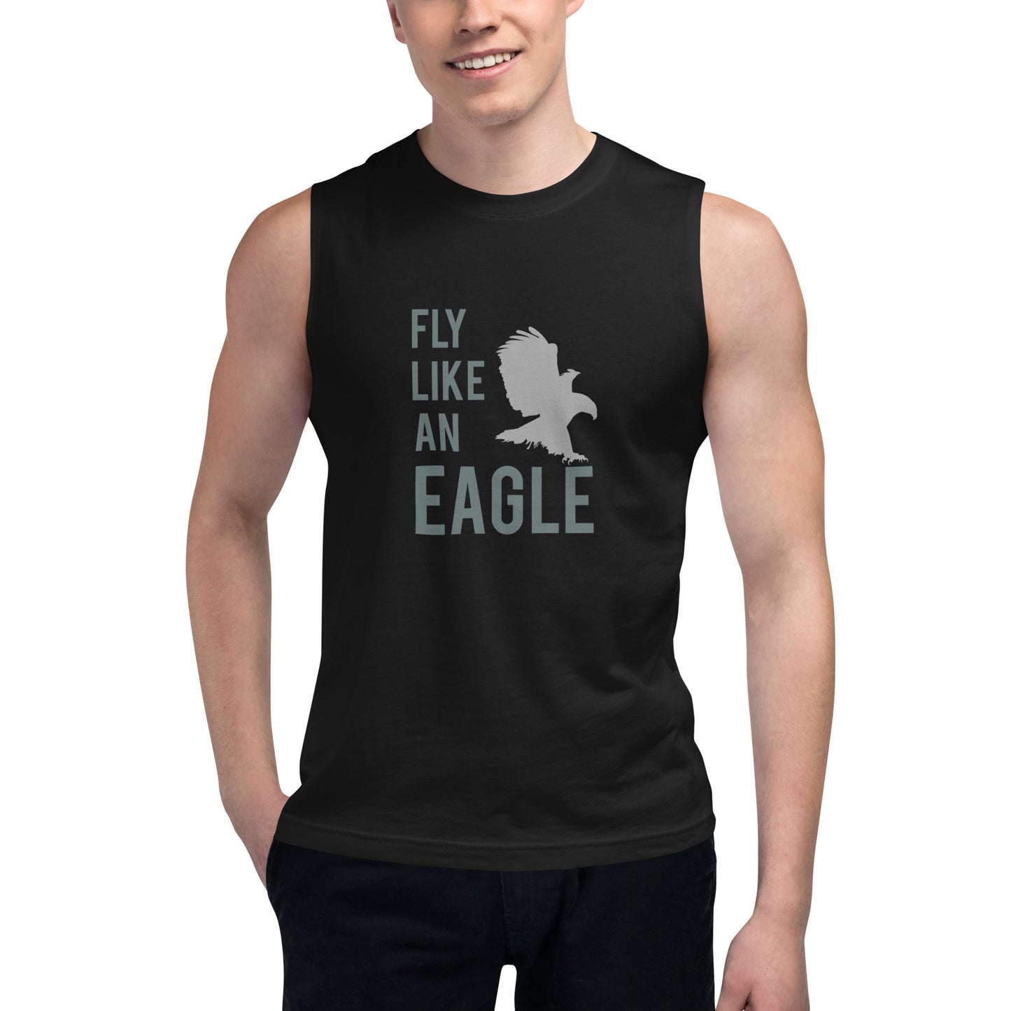 FLY LIKE AN EAGLE Muscle Shirt (Gray)