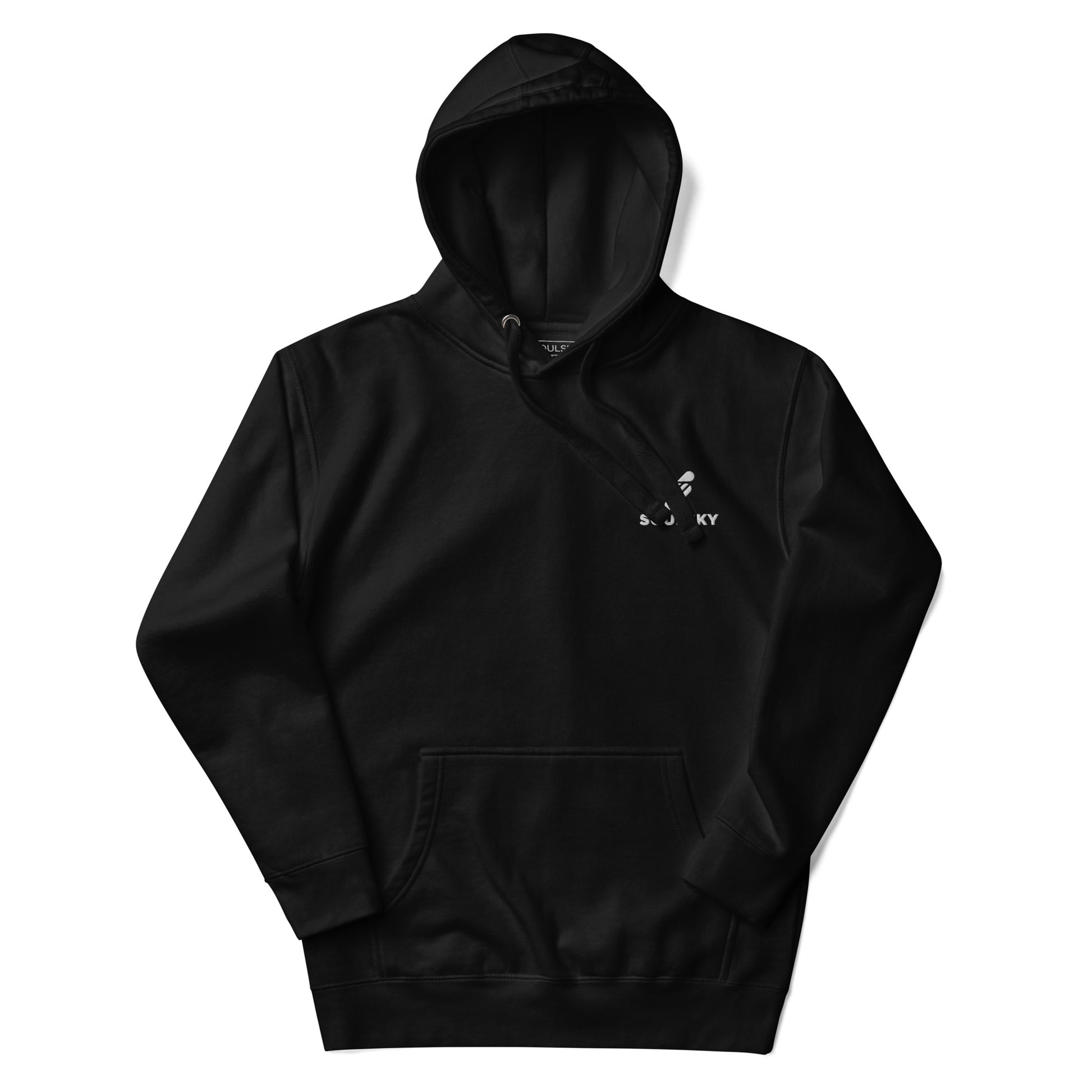 Embroidered Logo Popover Hoodie - Black - SOULSKY