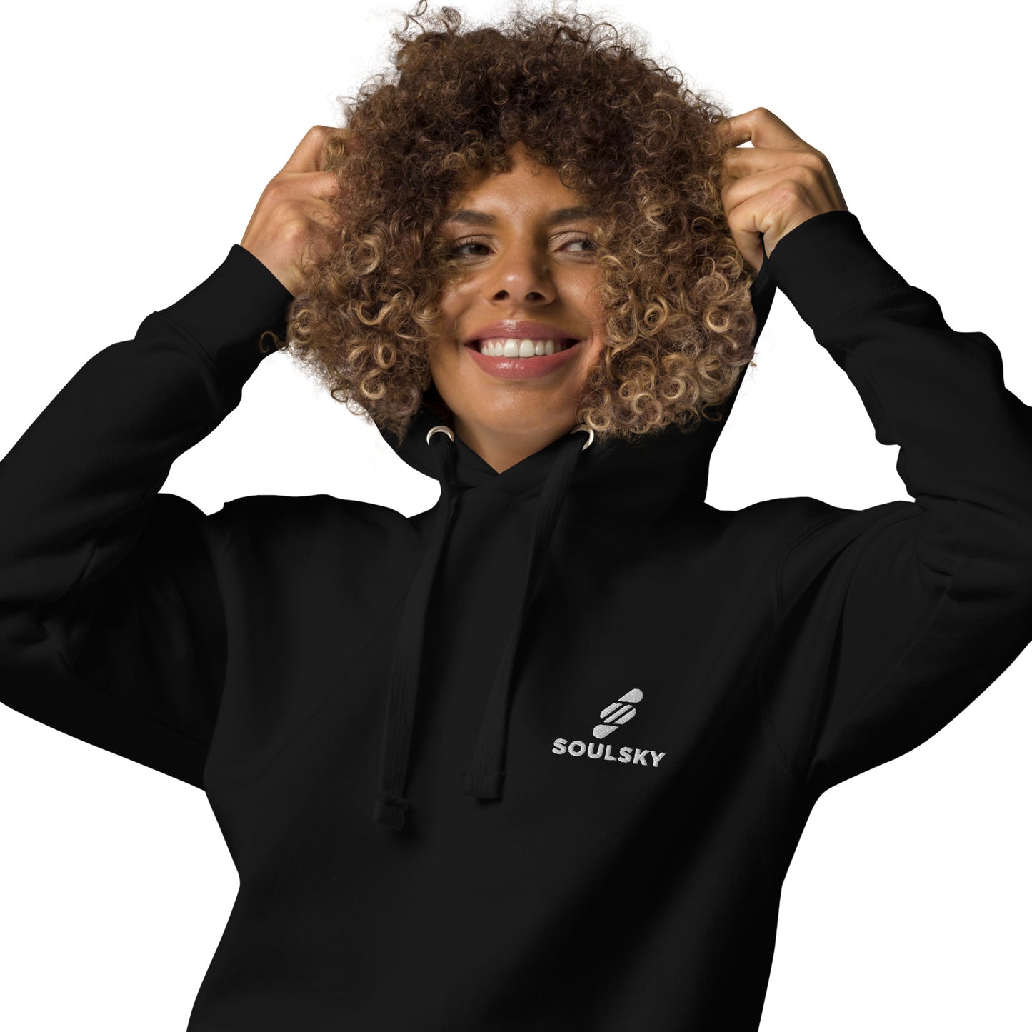 Embroidered Logo Popover Hoodie - Black