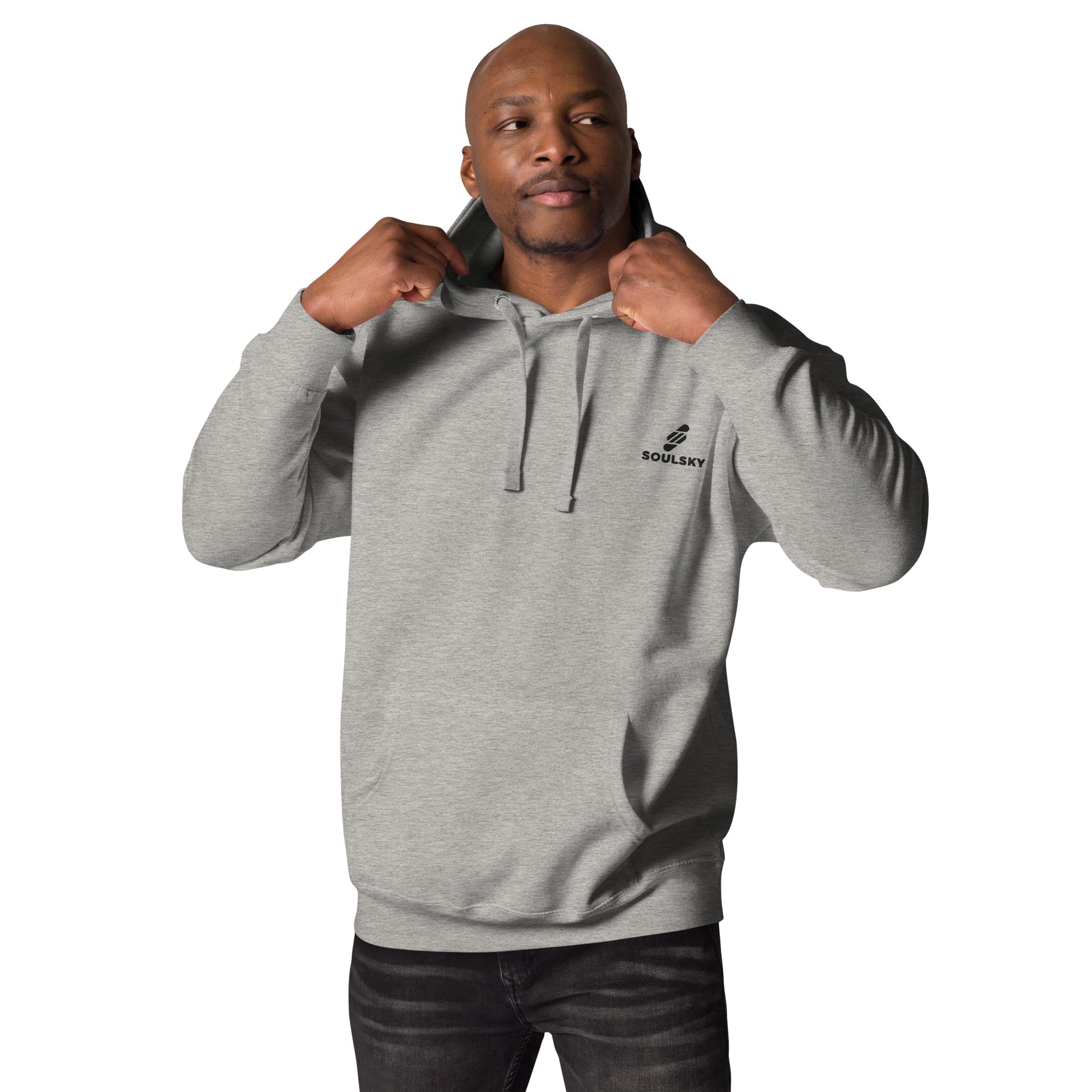 Embroidered Logo Popover Hoodie - Light Gray - SOULSKY