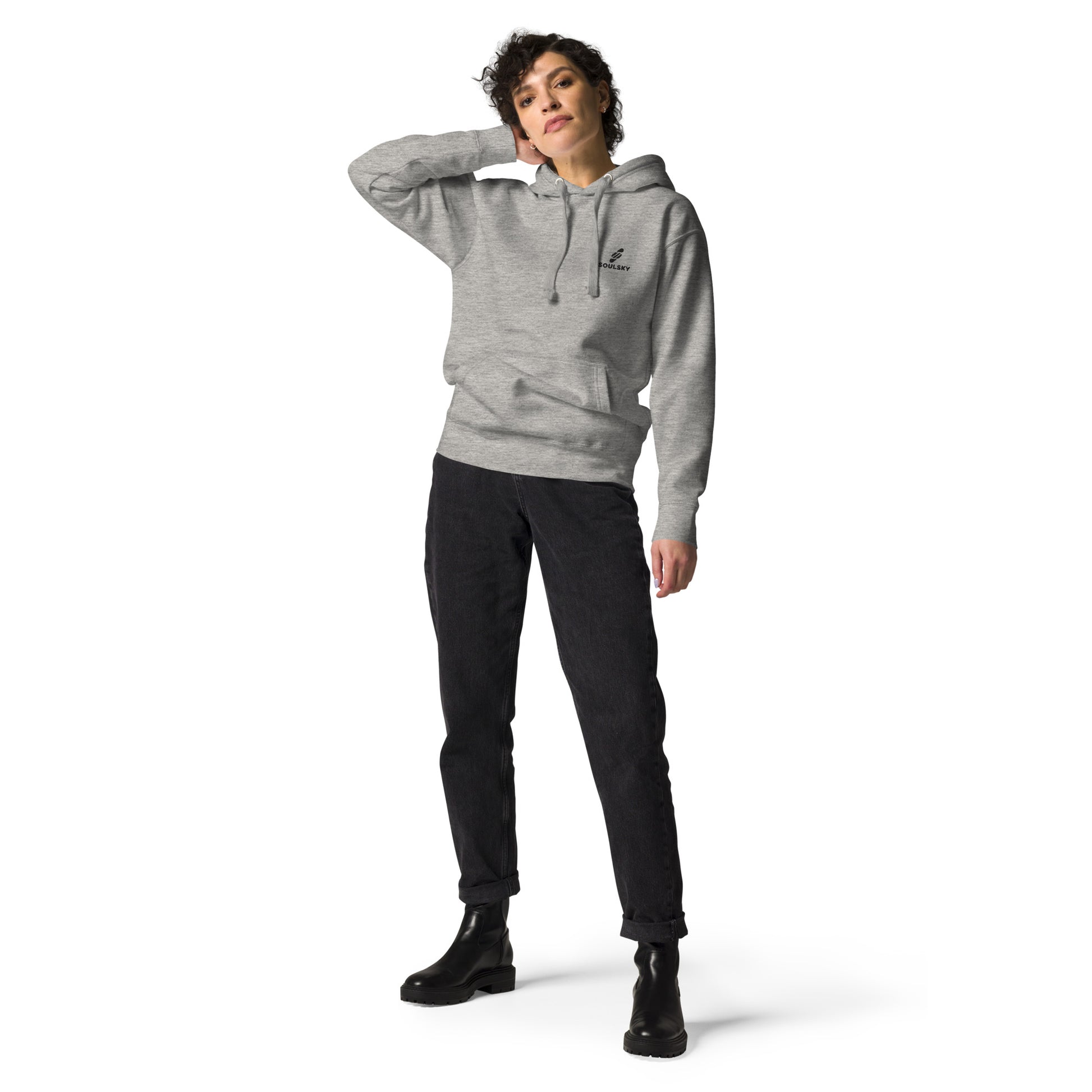 Embroidered Logo Popover Hoodie - Light Gray - SOULSKY