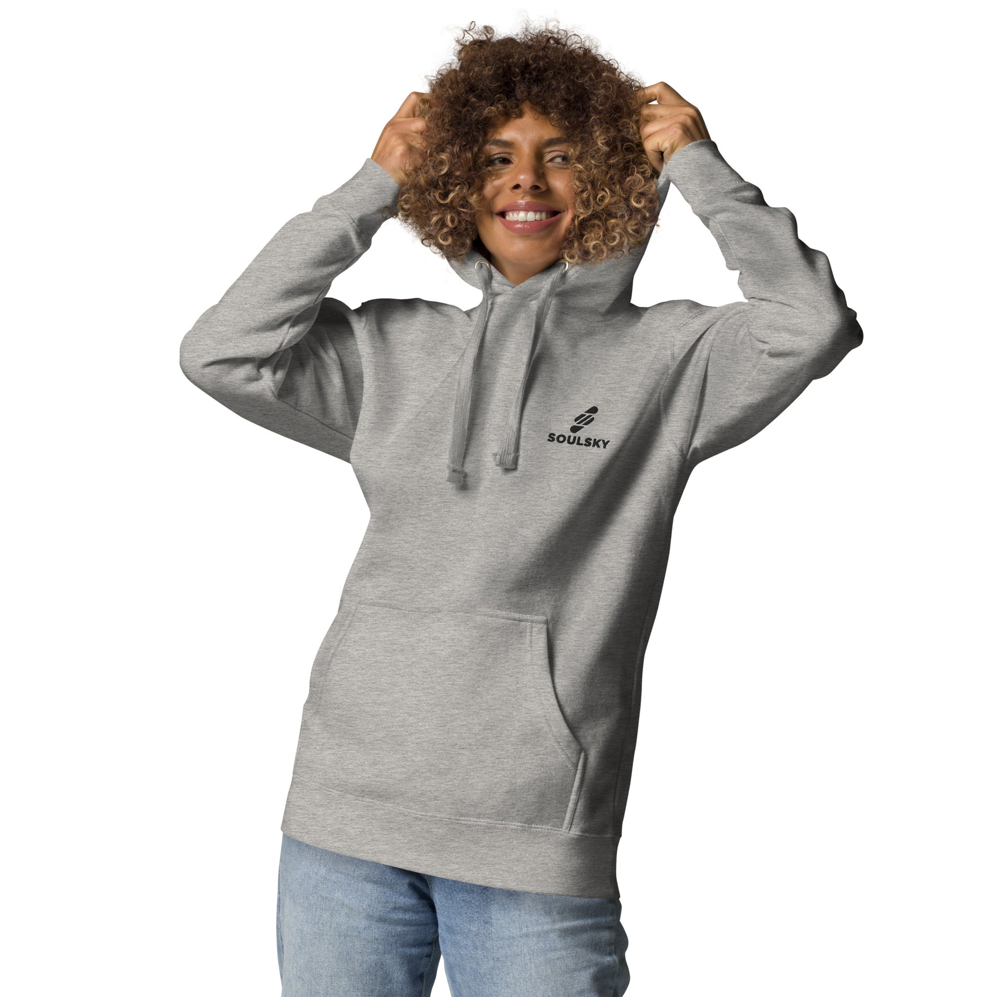 Embroidered Logo Popover Hoodie - Light Gray - SOULSKY