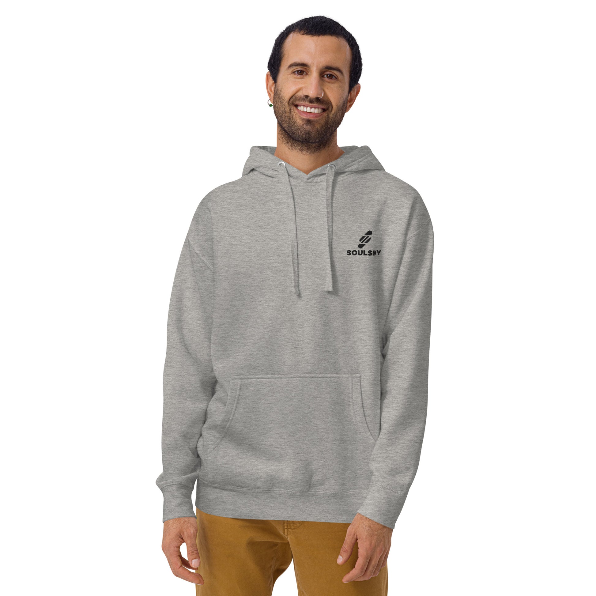 Embroidered Logo Popover Hoodie - Light Gray - SOULSKY