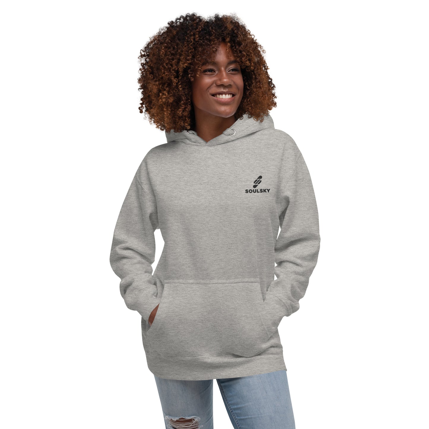Embroidered Logo Popover Hoodie - Light Gray