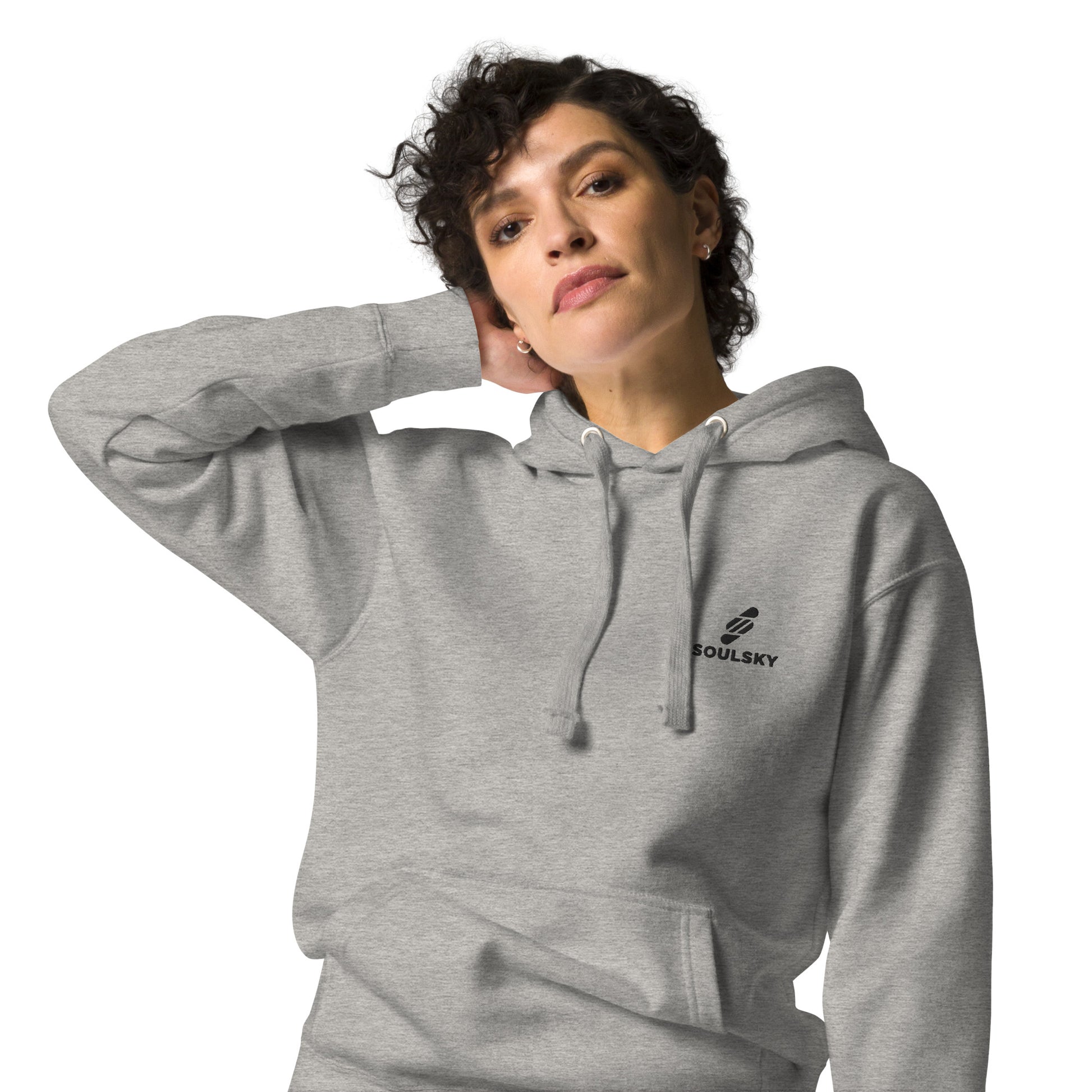 Embroidered Logo Popover Hoodie - Light Gray - SOULSKY