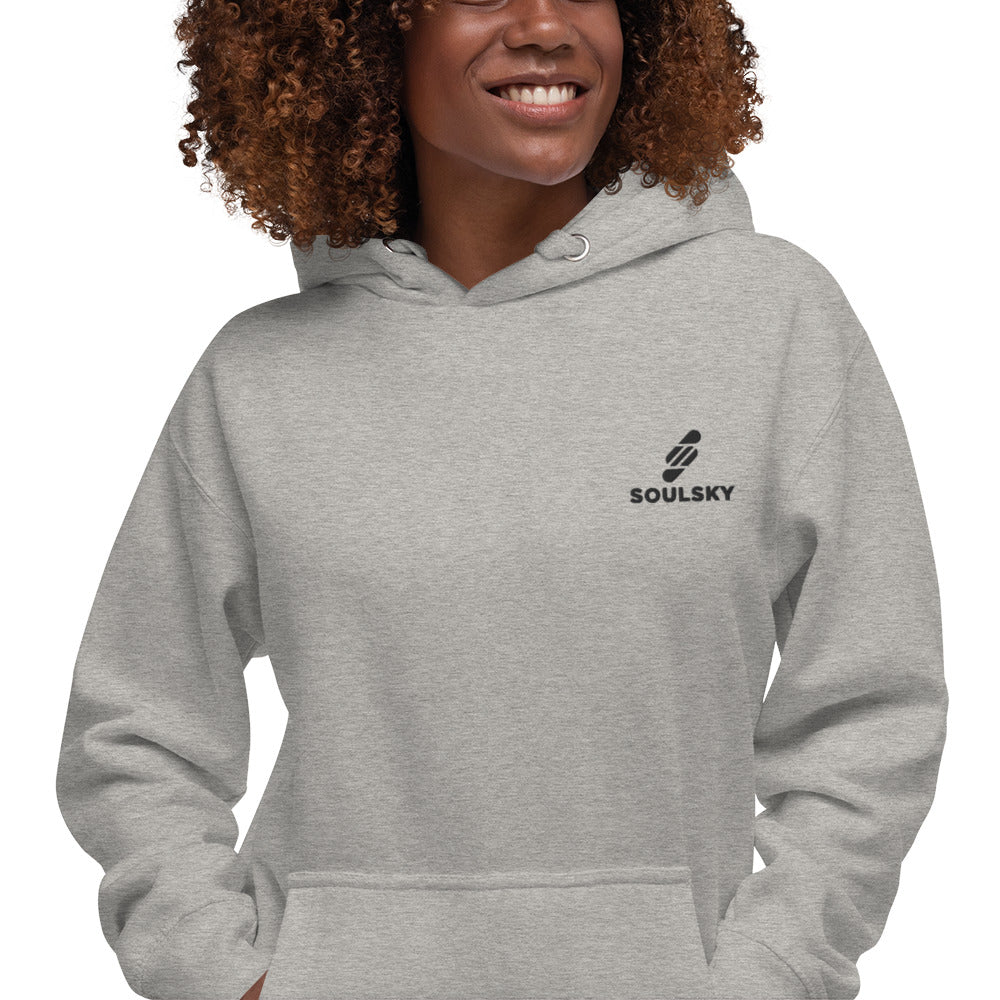 Embroidered Logo Popover Hoodie - Light Gray - SOULSKY