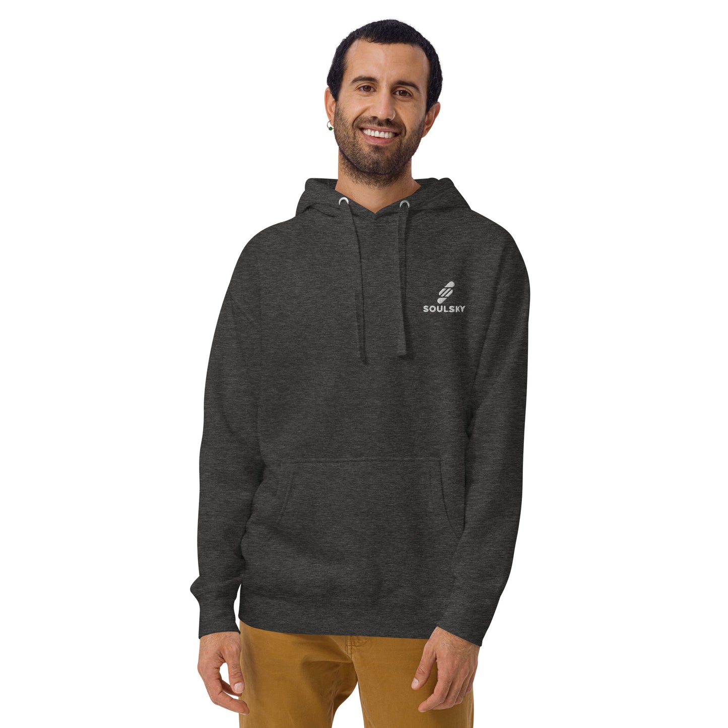Embroidered Logo Popover Hoodie - Charcoal Heather