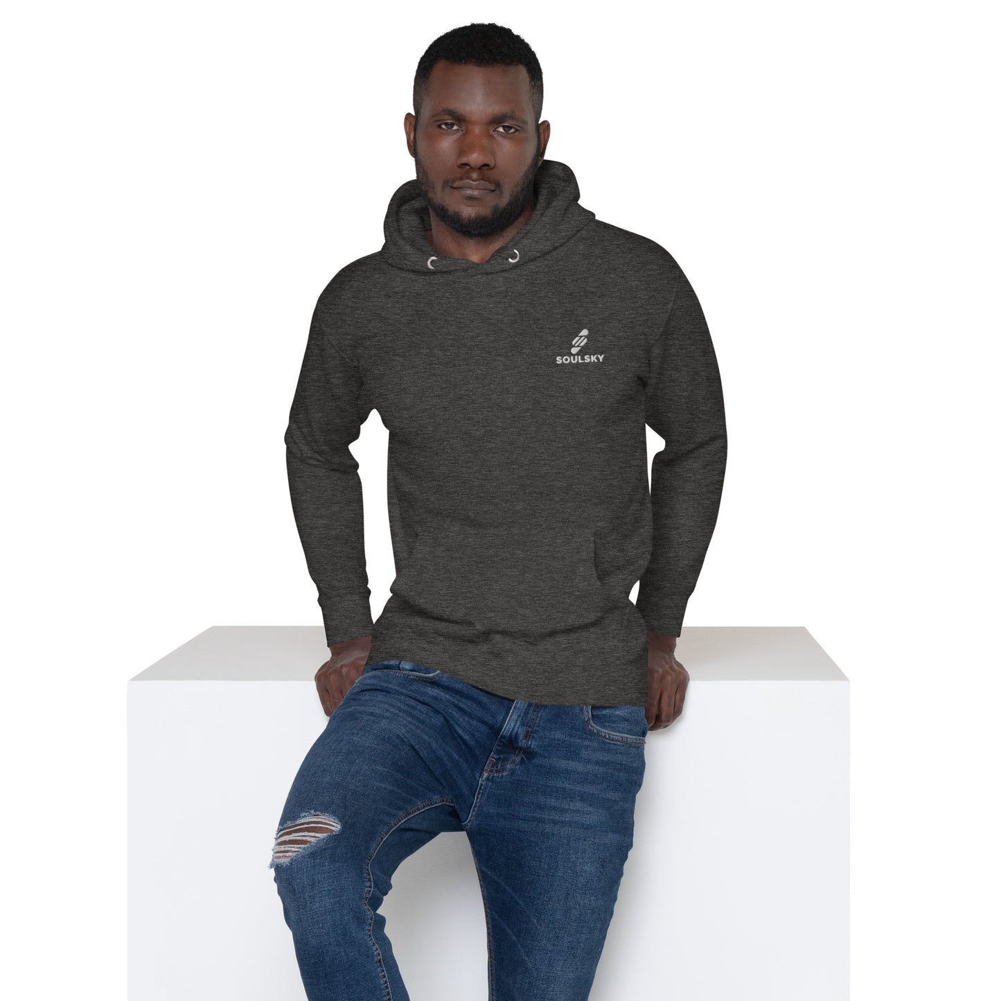 Embroidered Logo Popover Hoodie - Charcoal Heather