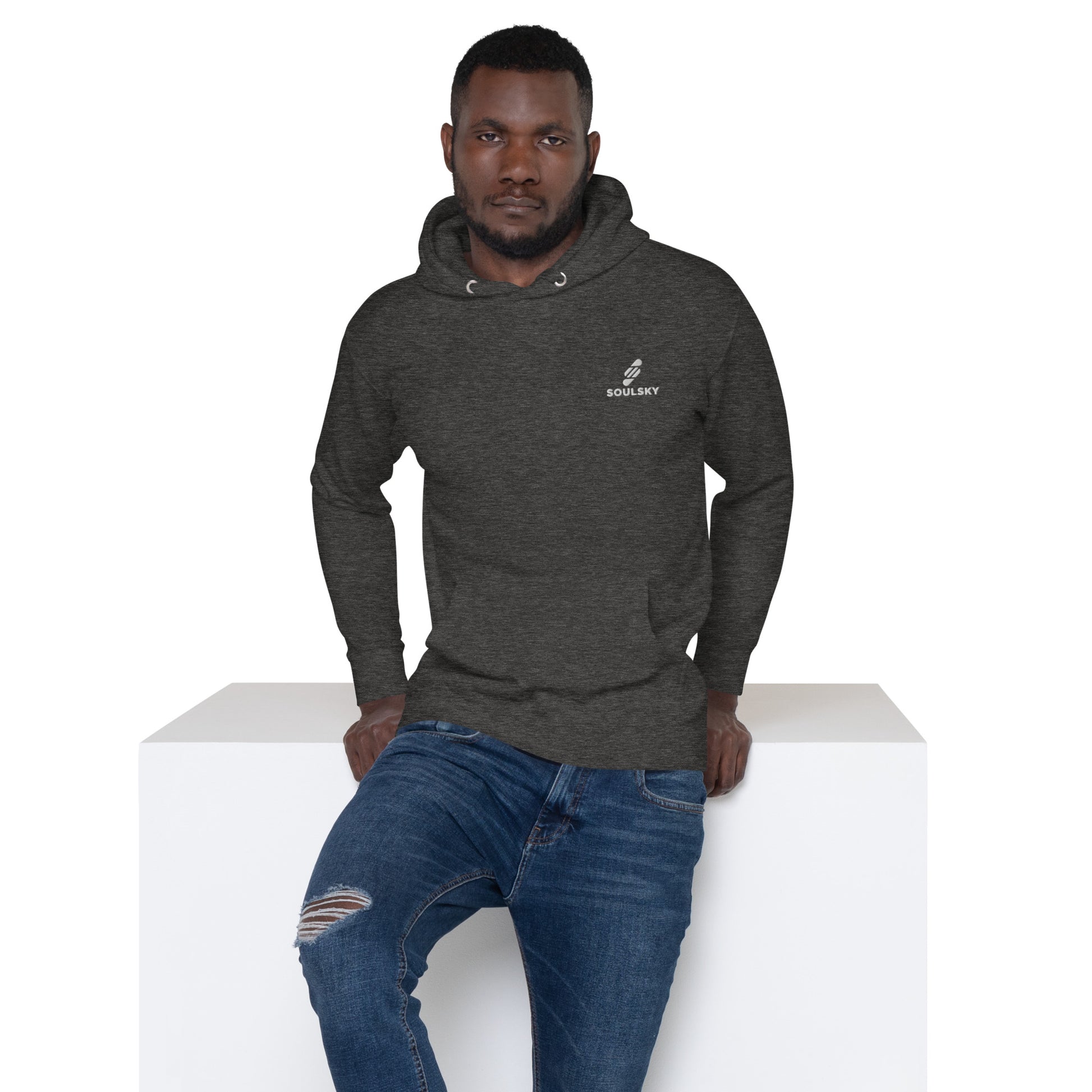 Embroidered Logo Popover Hoodie - Charcoal Heather - SOULSKY