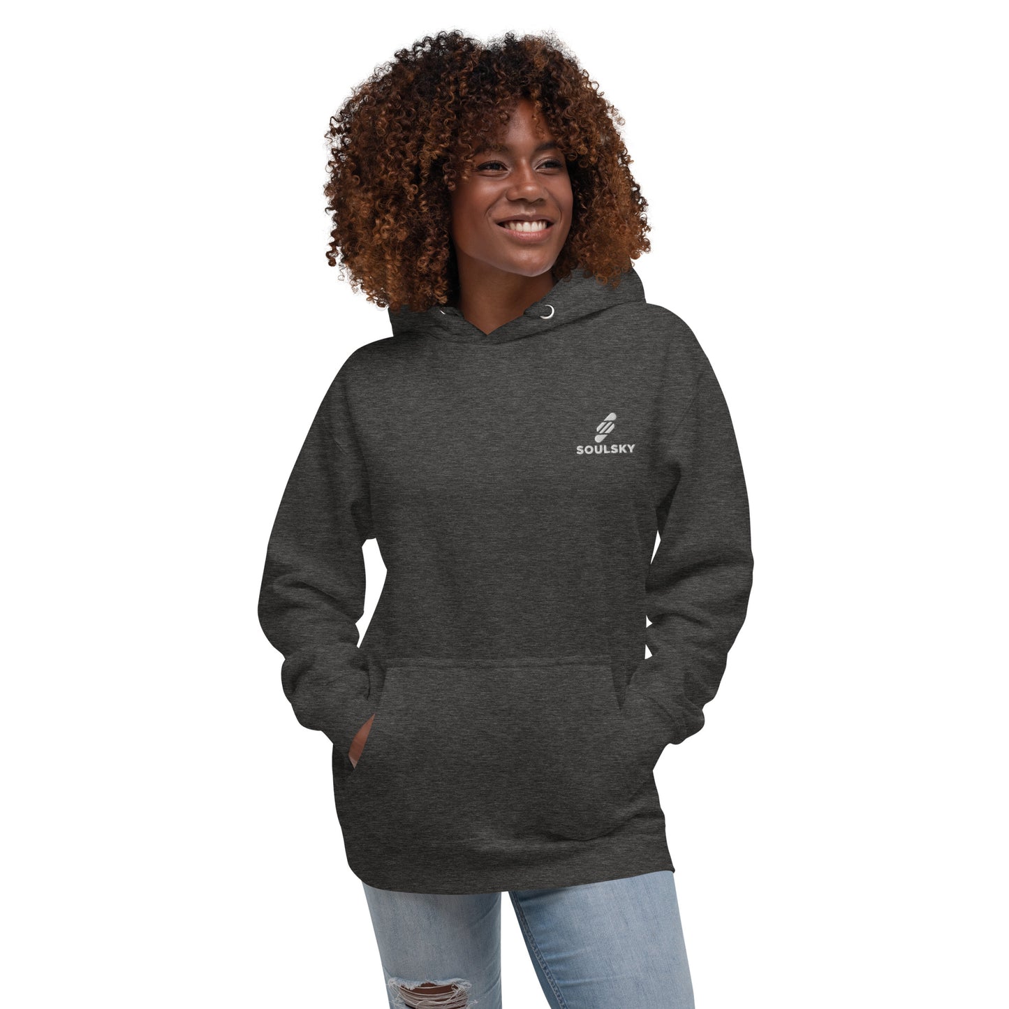 Embroidered Logo Popover Hoodie - Charcoal Heather