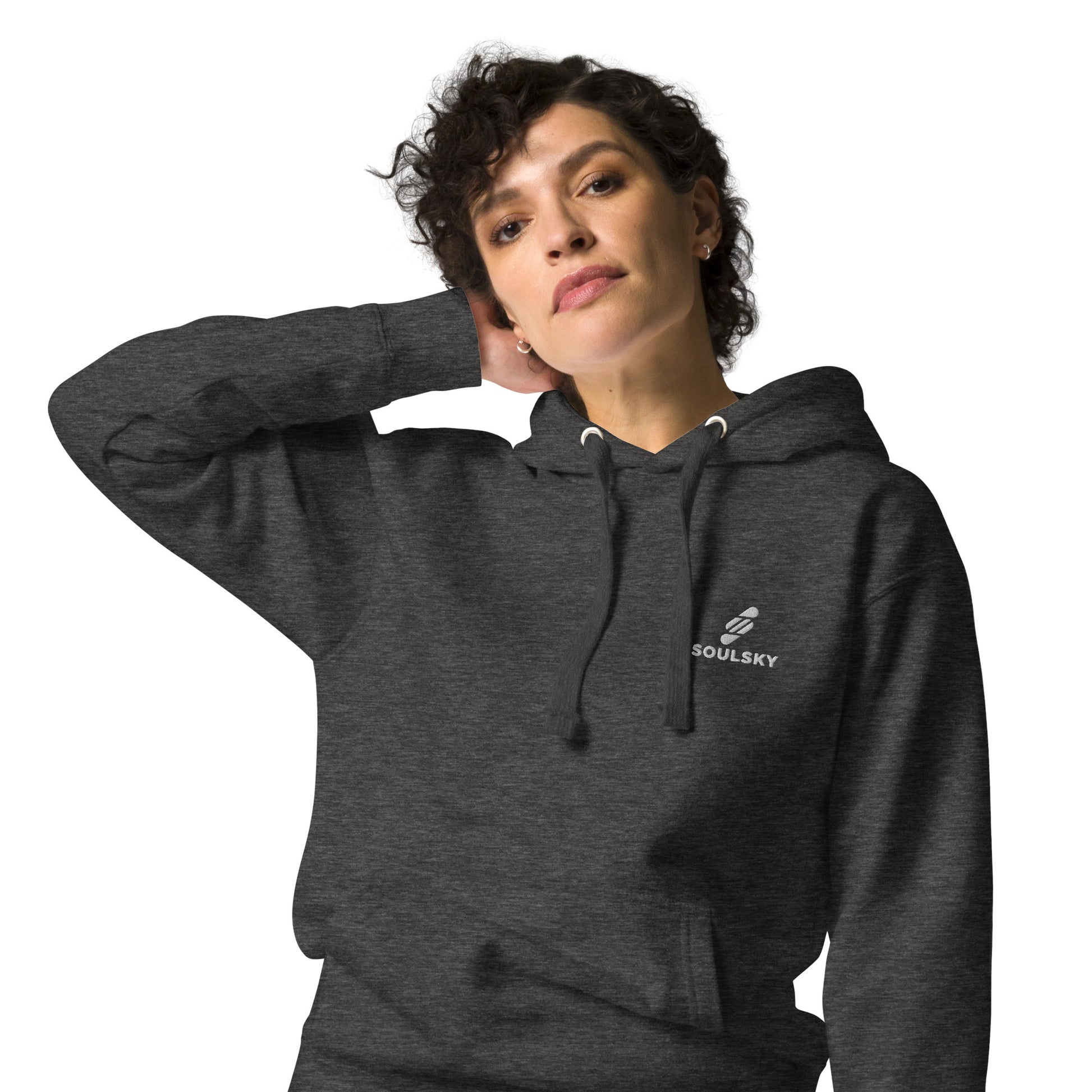 Embroidered Logo Popover Hoodie - Charcoal Heather - SOULSKY